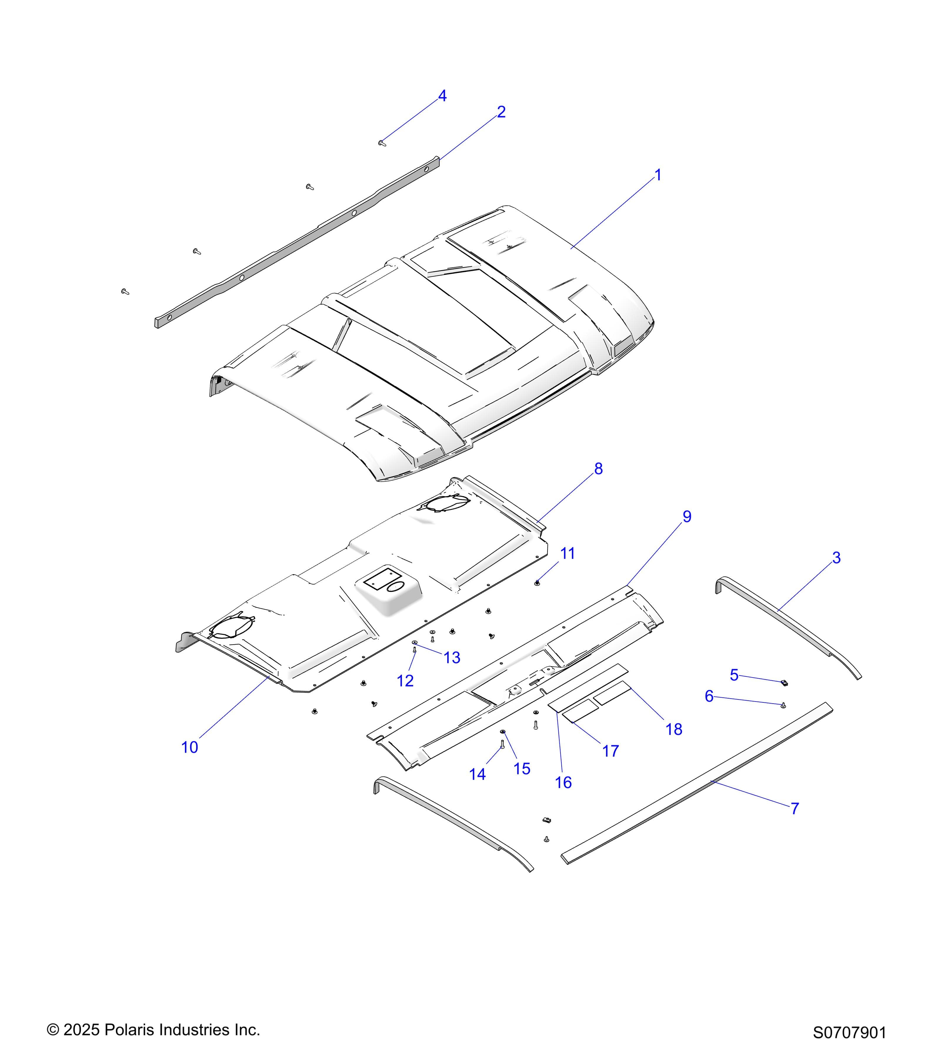 2026 RANGER 1000 EPS β BODY, ROOF & LINER diagram
