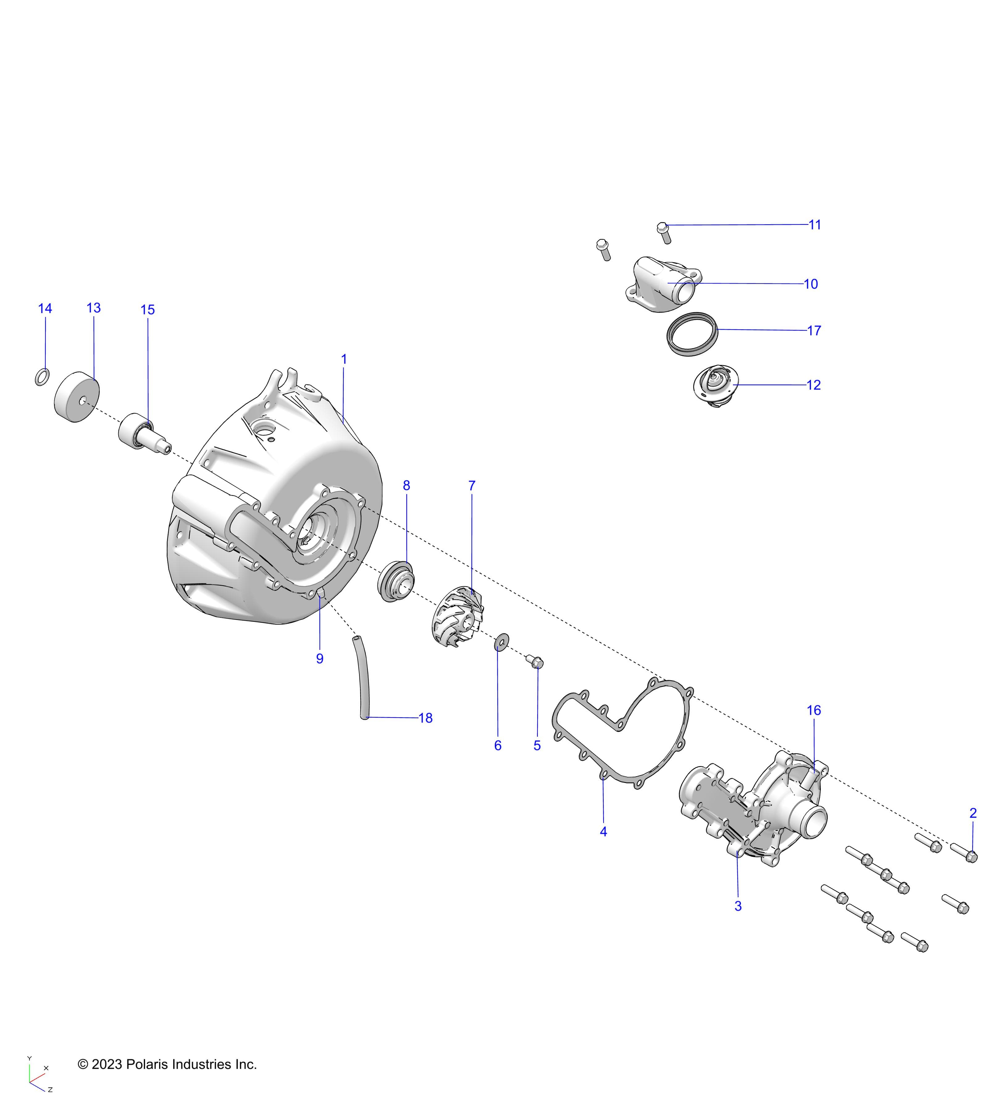 2026 SPORTSMAN 850 48" R02 - A26SXA85A1 β ENGINE, COOLING SYSTEM and WATER PUMP - A26SXA85A1 (C102561) diagram