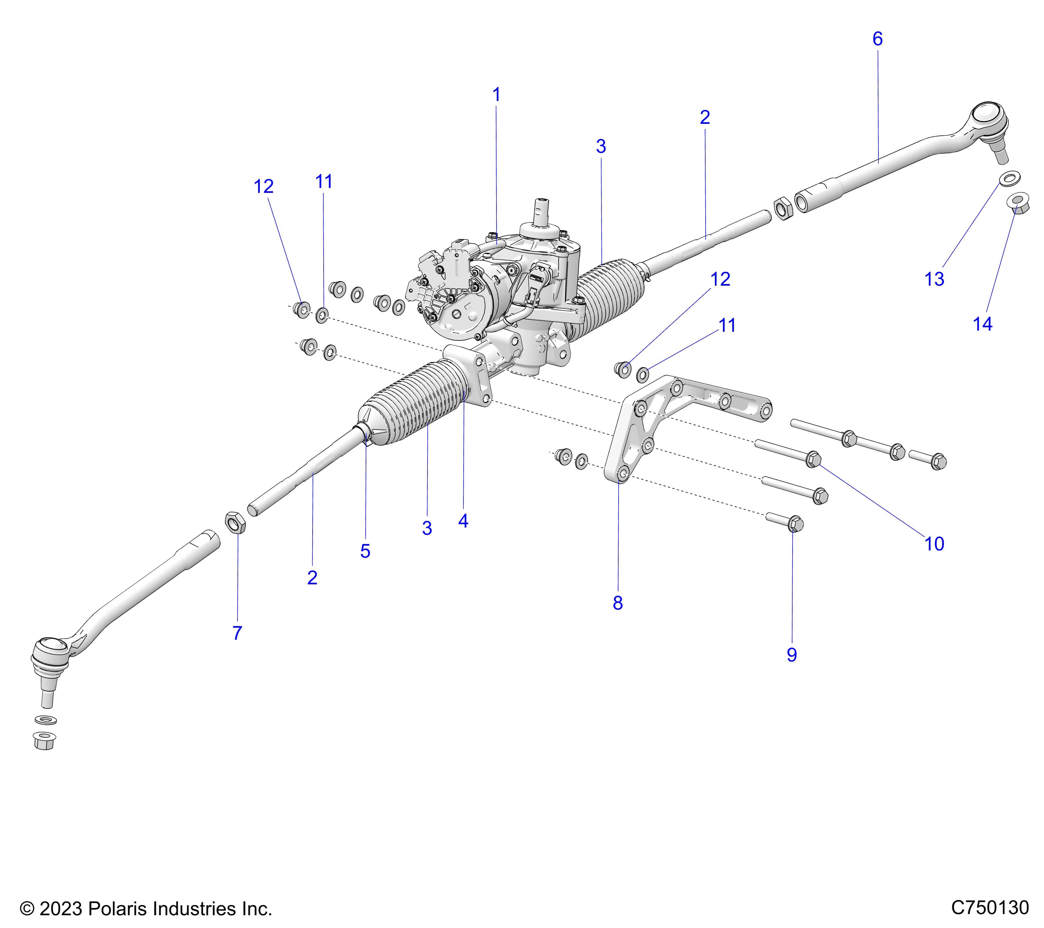2026 RZR PRO S4 SPORT β STEERING, GEAR BOX W/EPS AND RELATED - Z26S4E92A4/B4/A6/B6 (C750130) diagram