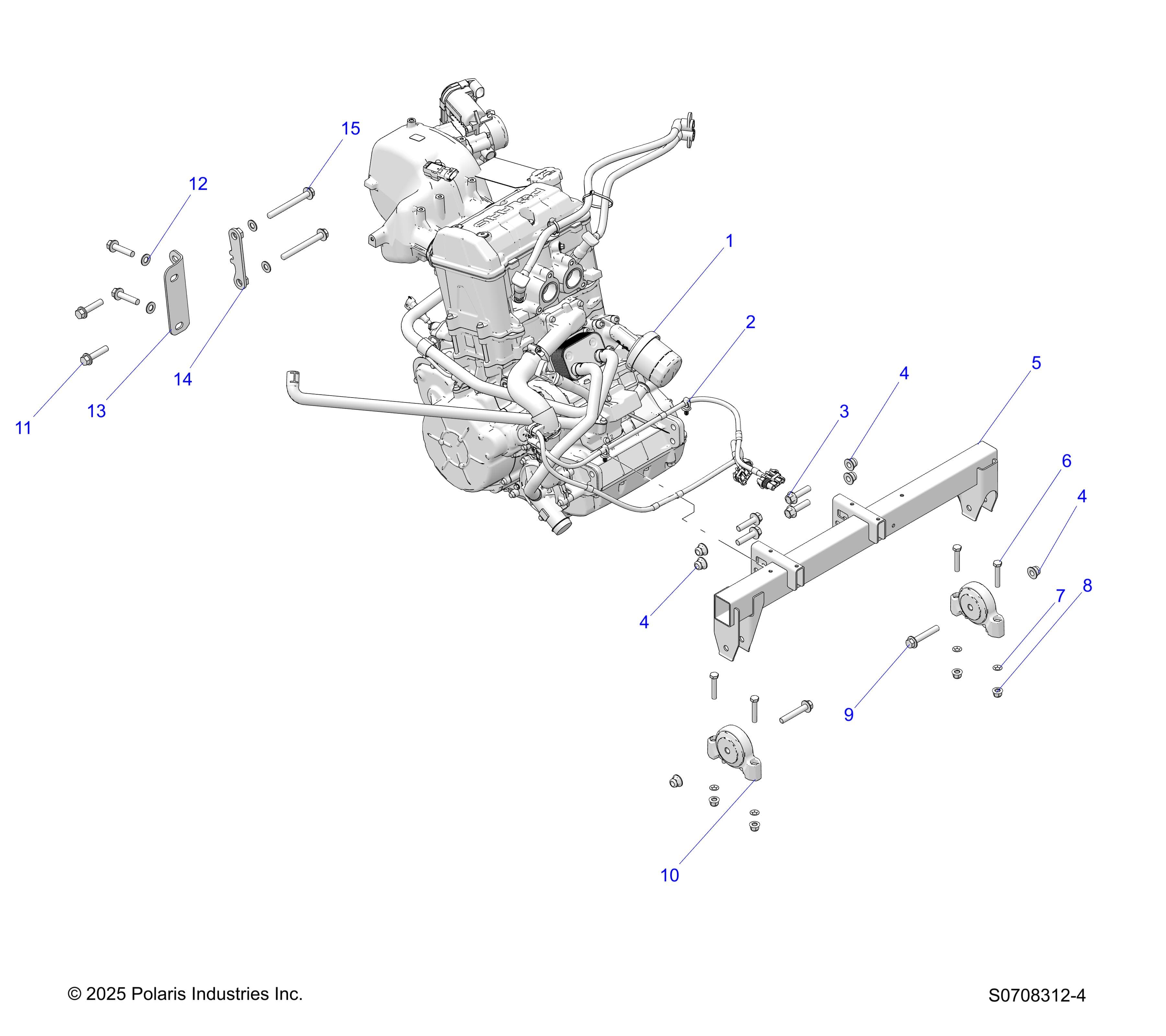 2026 RANGER 1000 CABBED β ENGINE, MOUNTING & LONG BLOCK diagram