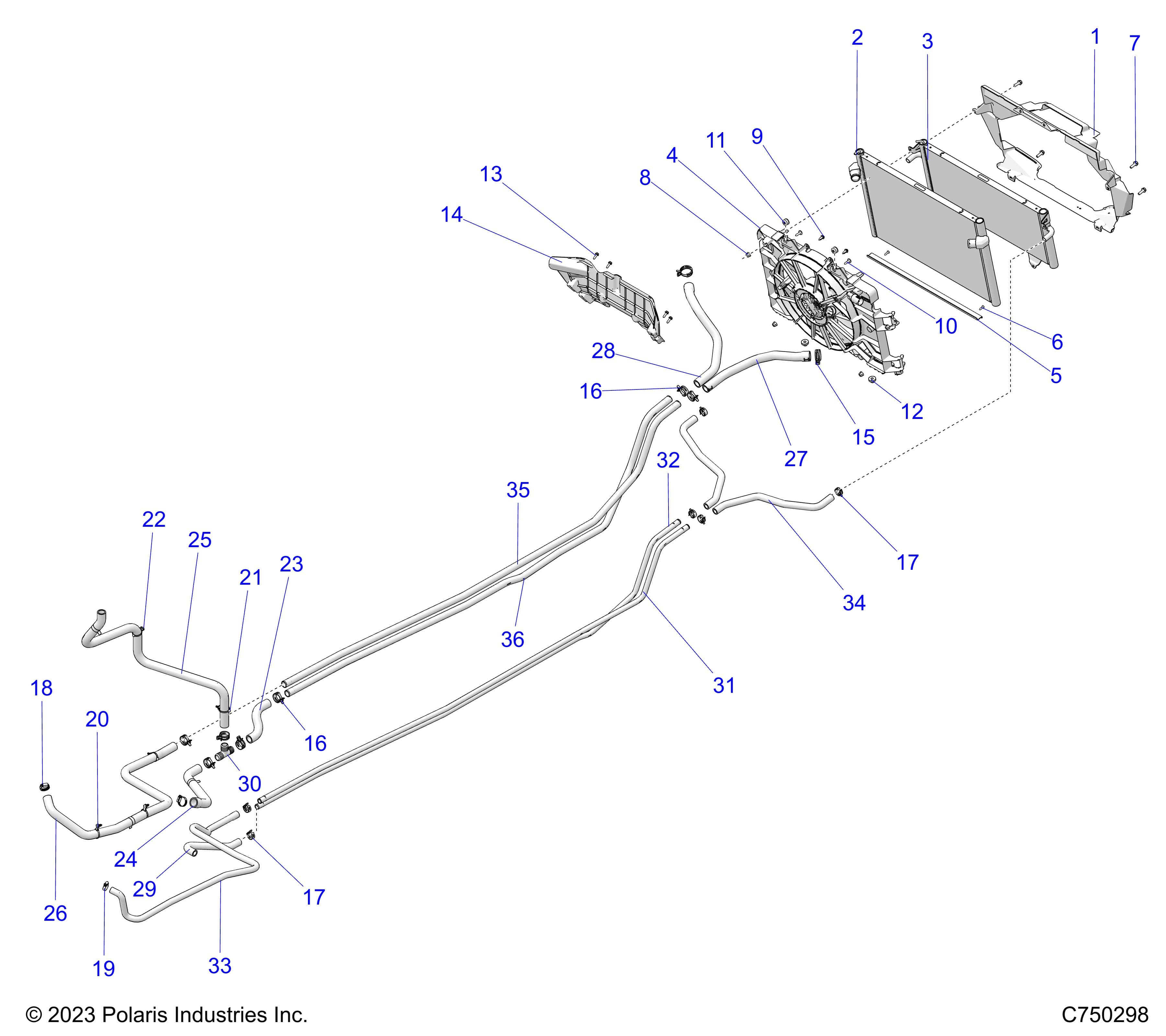 2026 RZR PRO S4 SPORT β ENGINE, COOLING - Z26S4E92A4/B4/A6/B6 (C750298) diagram