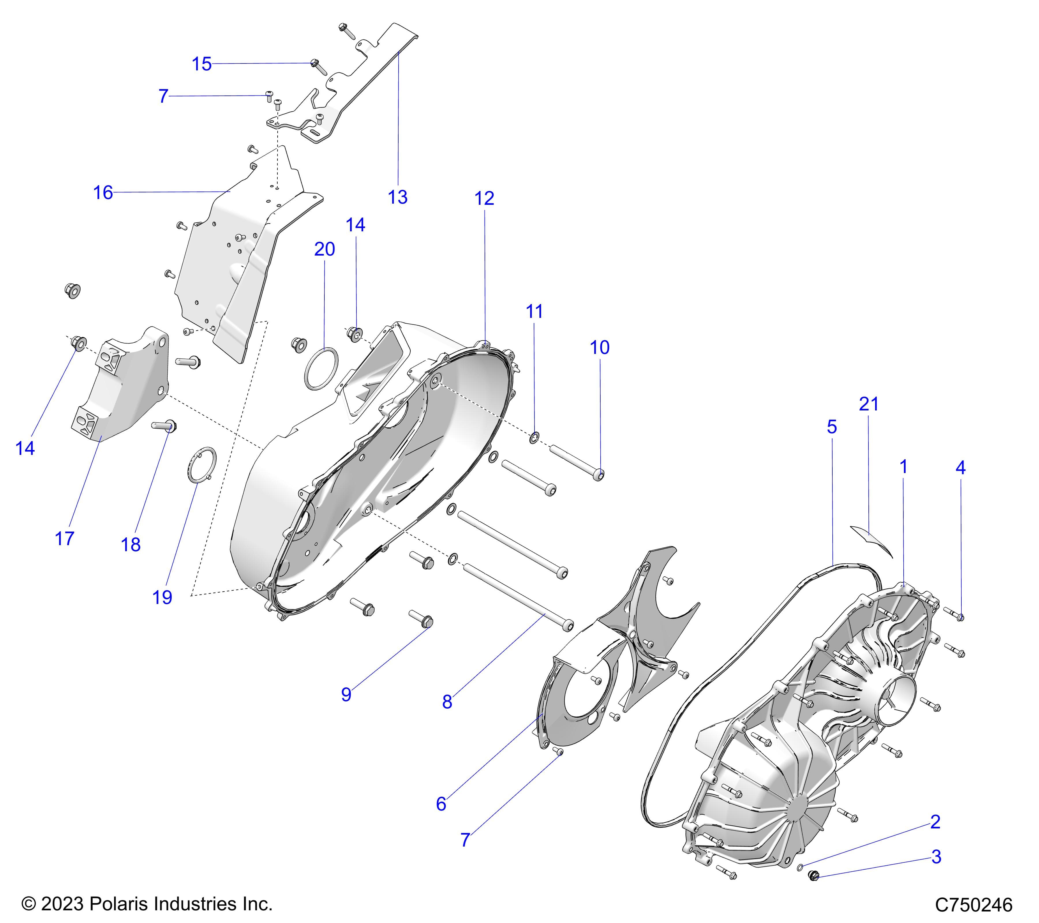 2026 RZR PRO S4 SPORT β DRIVE TRAIN, CLUTCH COVER, INNER/OUTER - Z26S4E92A4/B4/A6/B6 (C750246) diagram