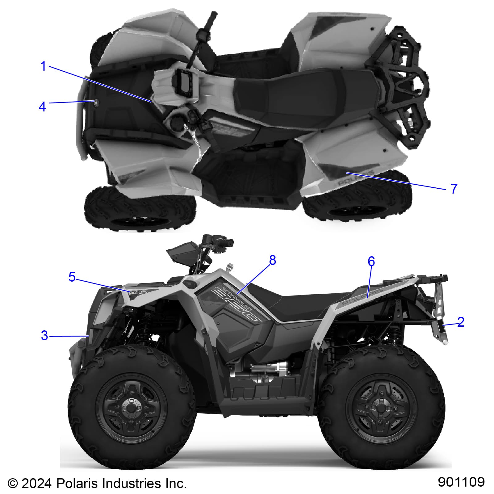 2026 SCRAMBLER 850 48" R02 - A26SVA85A4 β BODY, DECALS GRAPHICS - A26SVA85A4 (901109) diagram