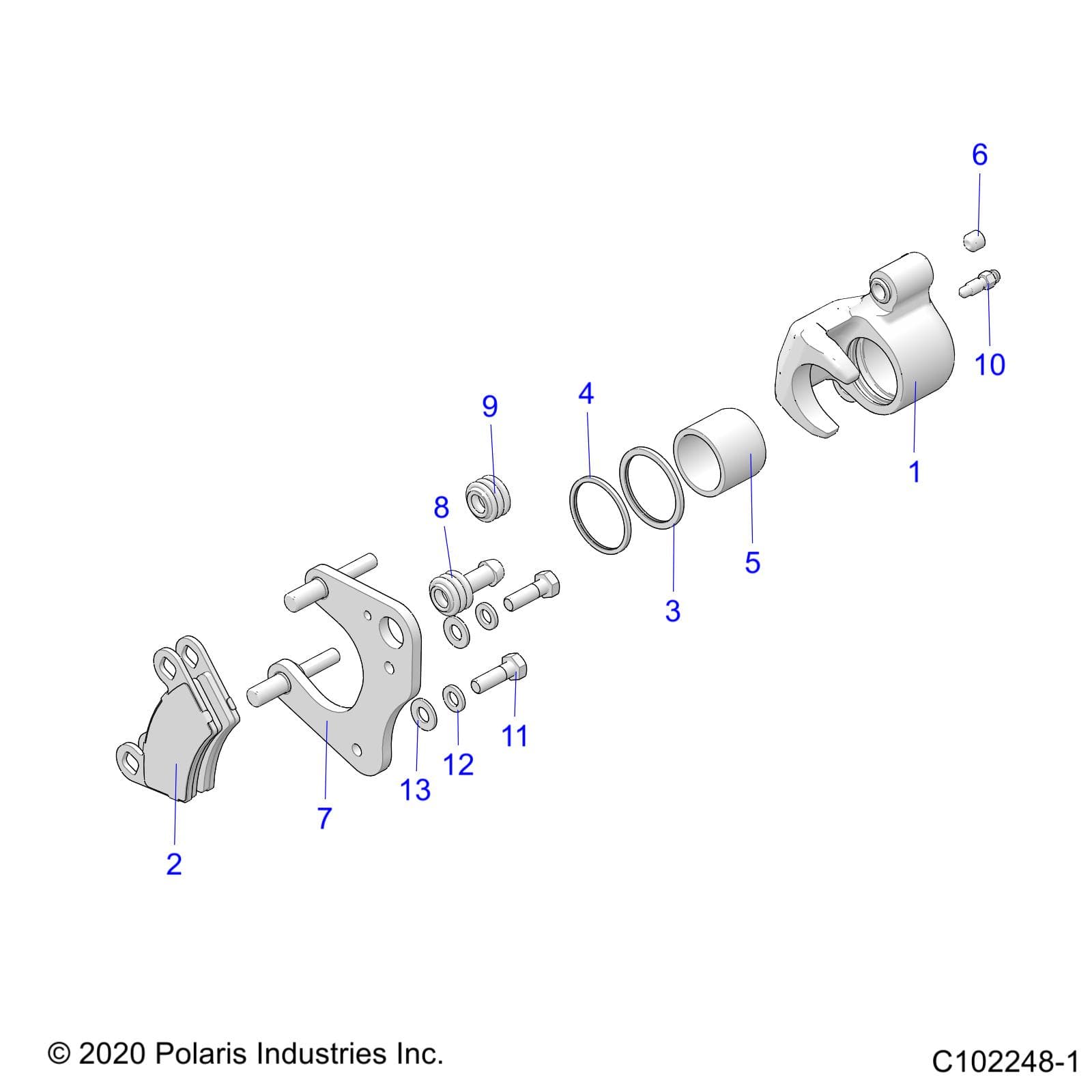 2026 SPORTSMAN 570 6X6 EPS 49S β BRAKES, FRONT CALIPER - A26SKE57A1 (C102248-1) diagram