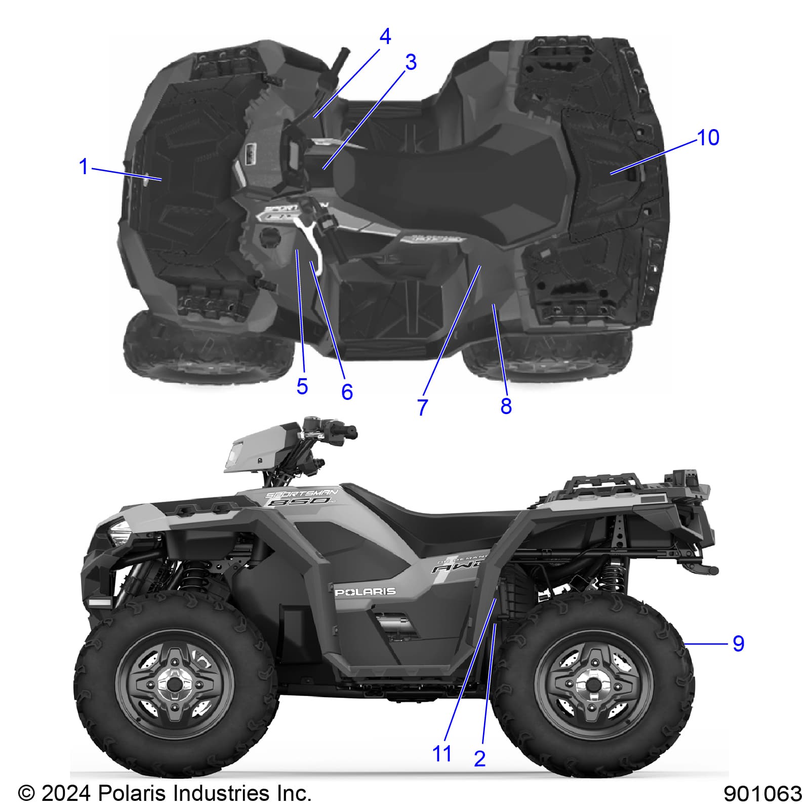 2026 SPORTSMAN 850 48" R02 - A26SXA85A1 β BODY, DECALS, STANDARD - A26SXA85A1 (901063) diagram