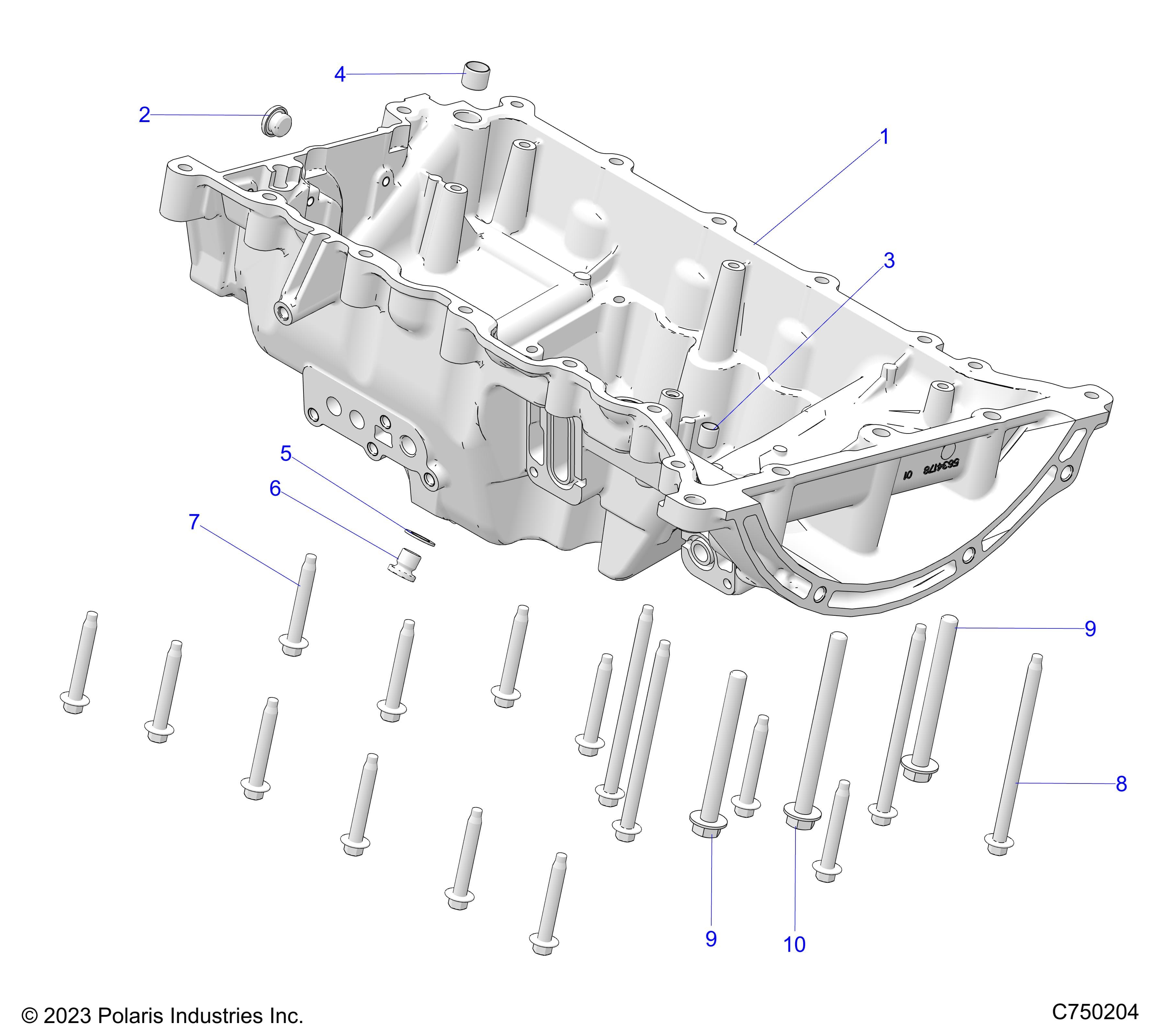 2026 RZR PRO R4 LE β ENGINE, OIL PAN, MOUNTING AND RELATED - Z26R4P2KBL (C750204) diagram