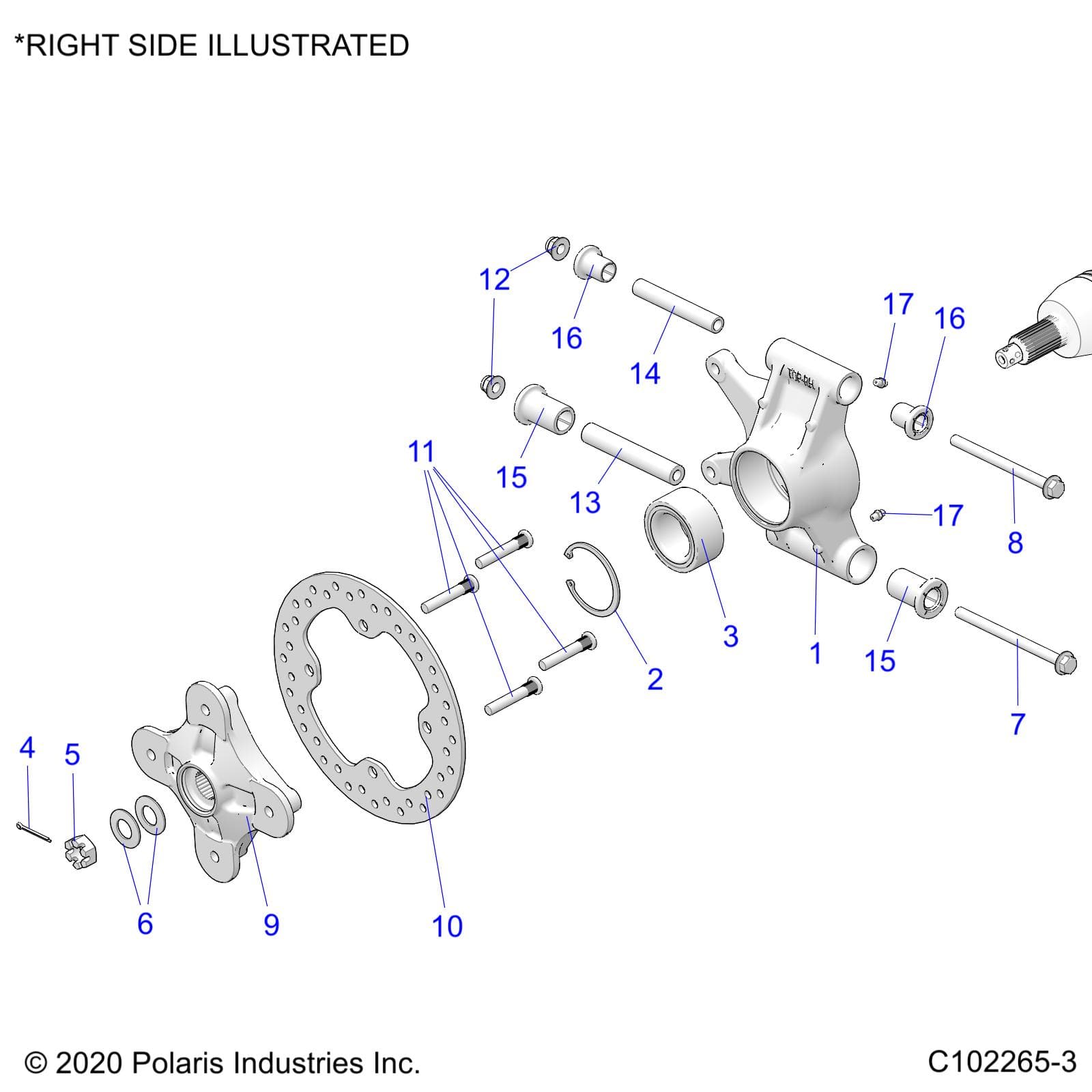 2026 SCRAMBLER 850 48" R02 - A26SVA85A4 β SUSPENSION, REAR HUBS, CARRIER and BRAKE DISC - A26SVA85A4 (C102265-3) diagram