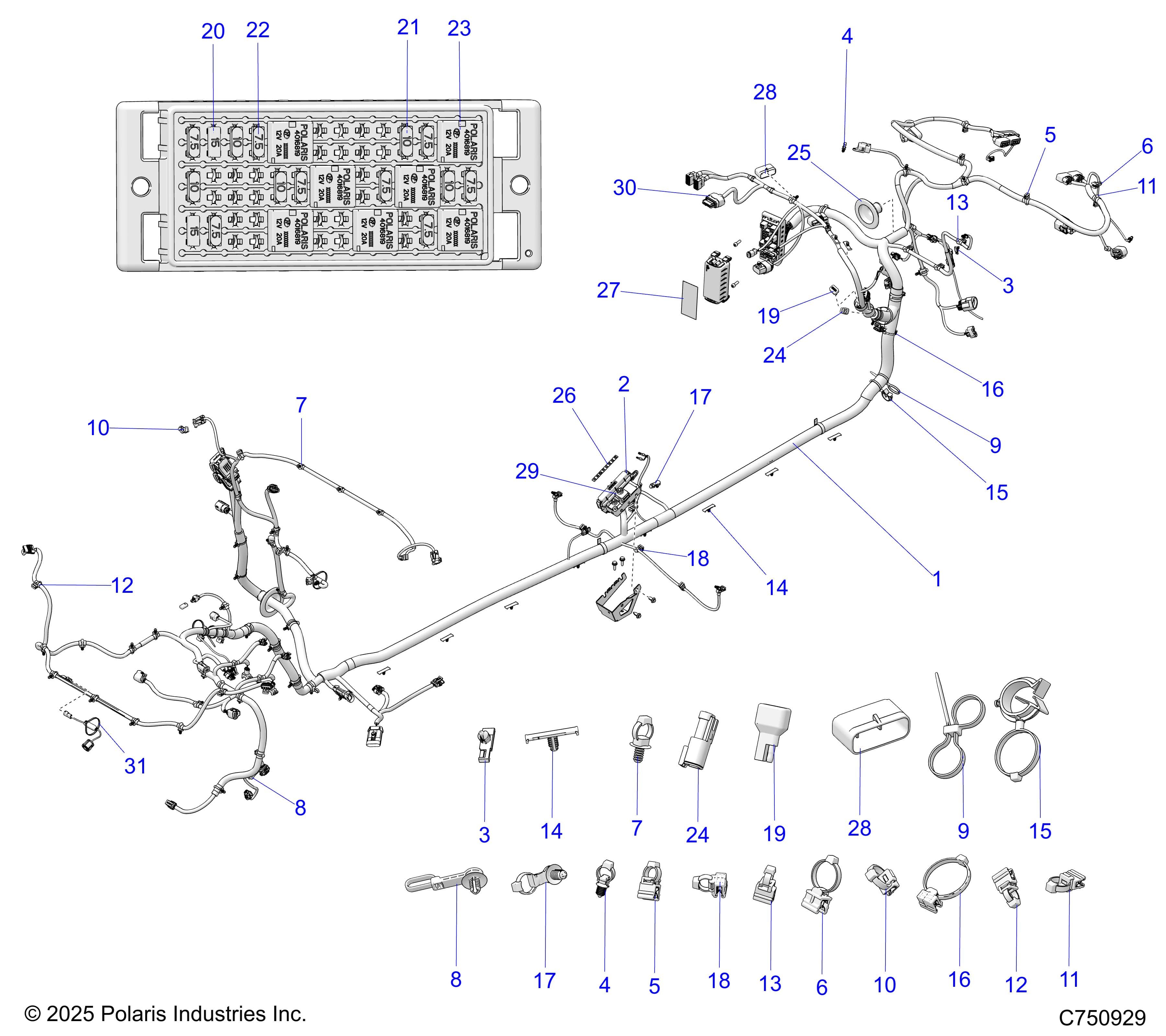 2026 RZR PRO S4 ULTIMATE EVP,LE β ELECTRICAL, WIRE HARNESS, CHASSIS - Z26S4P92BL (C750929) diagram