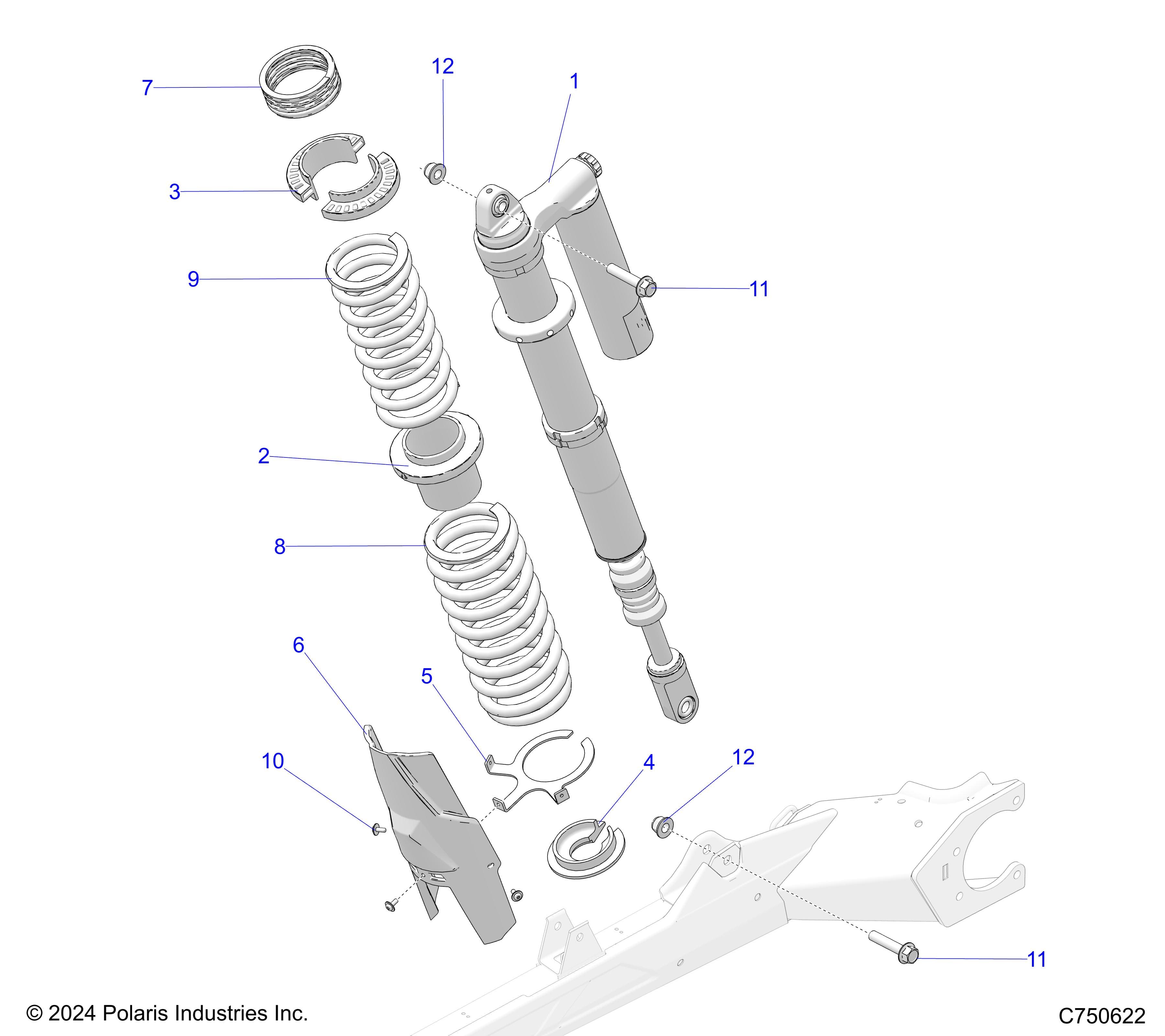 2026 RZR PRO XP 4 SPORT β SUSPENSION, FRONT SHOCK MOUNTING - Z26X4E92A4/B4/A6/B6 (C750622) diagram