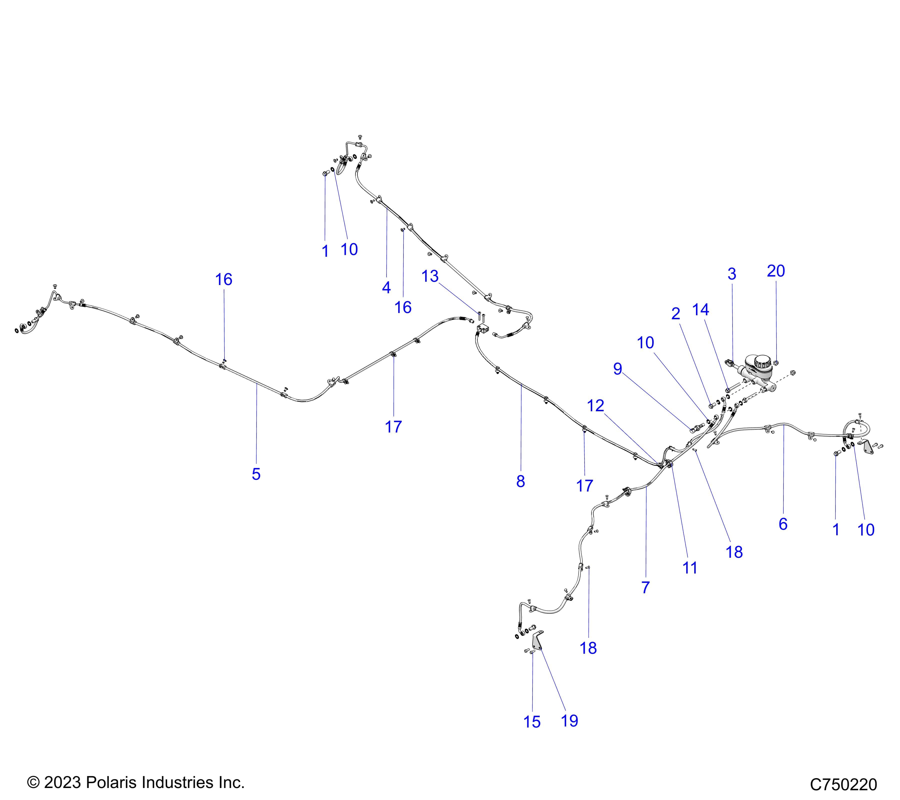 2026 RZR PRO S ULTIMATE β BRAKES, BRAKE LINES AND MASTER CYLINDER - Z26SPD92AN/AH/BN/BH (C750220) diagram