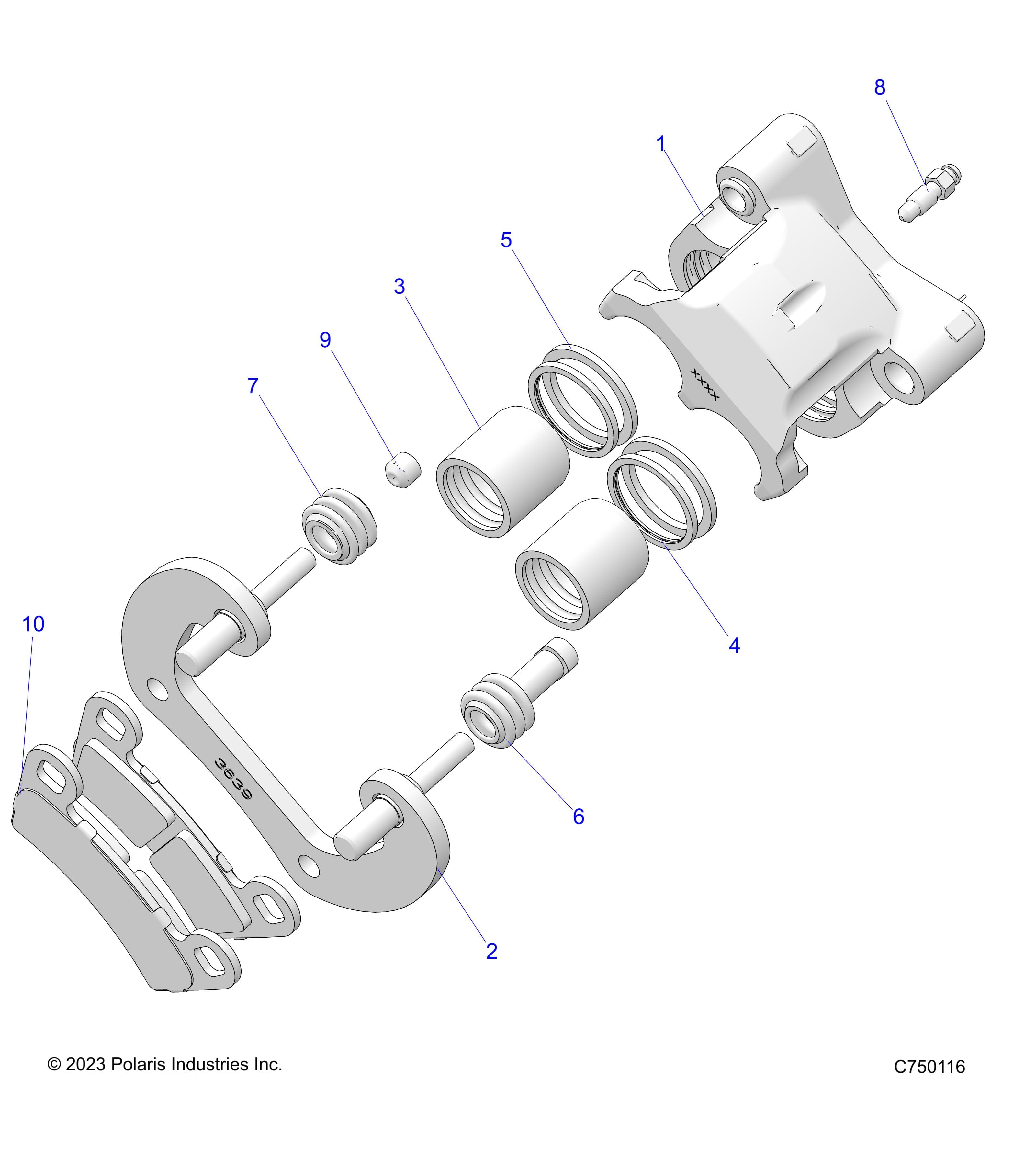 2026 RZR XP S 4 1000 SPORT β BRAKES, REAR CALIPER - Z26NMX99A4/B4/A6/B6 (C750116) diagram