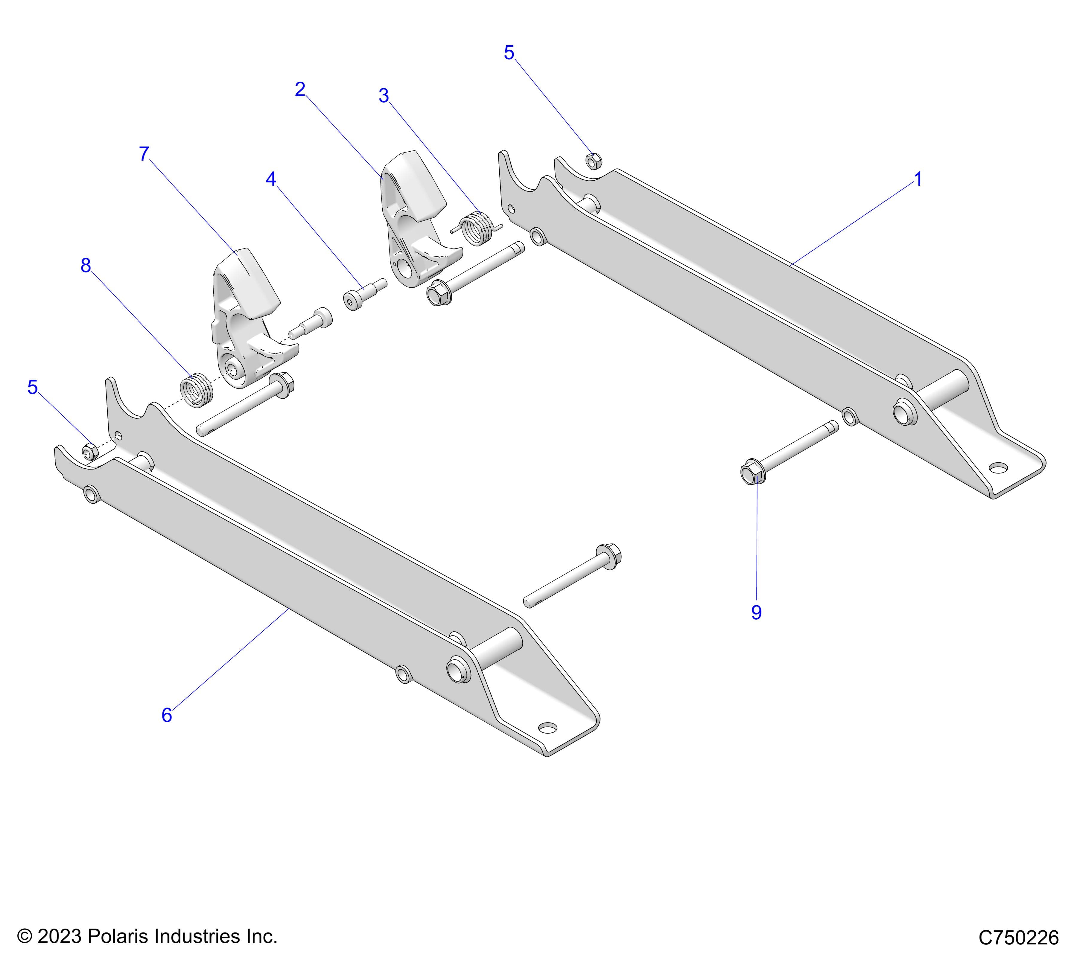 2026 RZR PRO R LE β BODY, SEAT MOUNTING, PASSENGER - Z26RPP2KBL (C750226) diagram