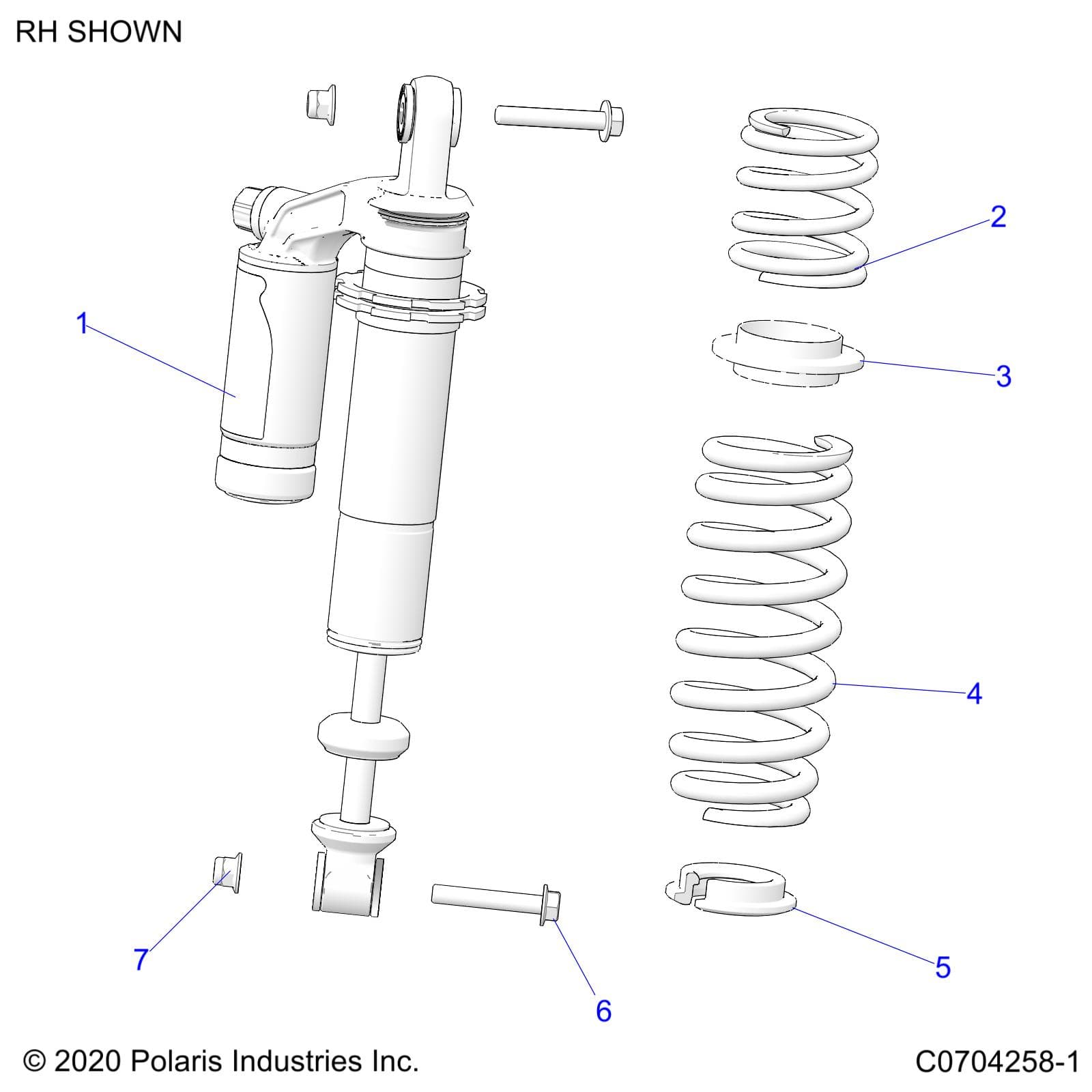 2026 RZR 900 TRAIL ULTIMATE β SUSPENSION, REAR SHOCK - Z26A5F87A6 (C0704258-1) diagram