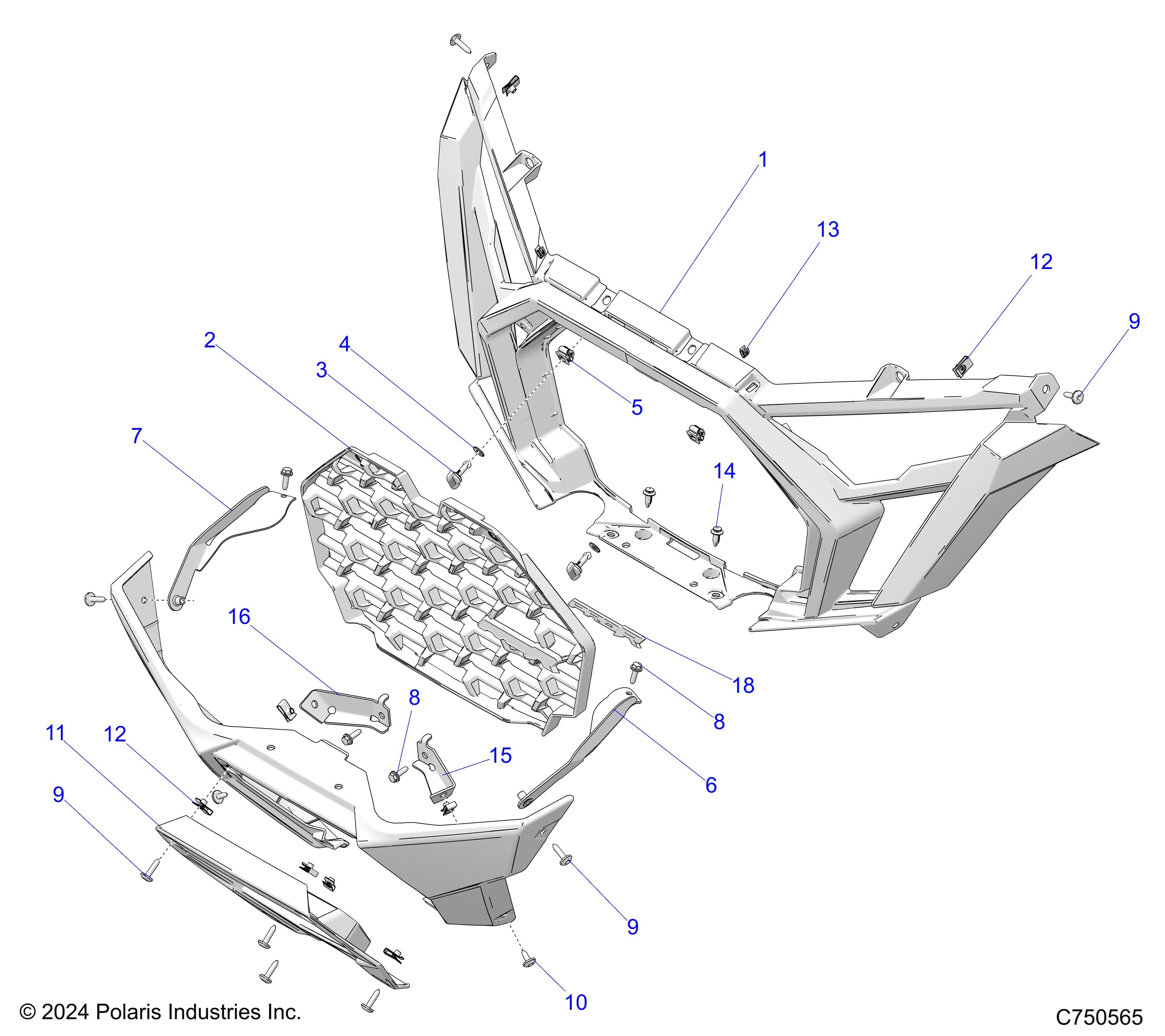 2026 RZR PRO R4 LE β BODY, FRONT BUMPER - Z26R4P2KBL (C750565) diagram