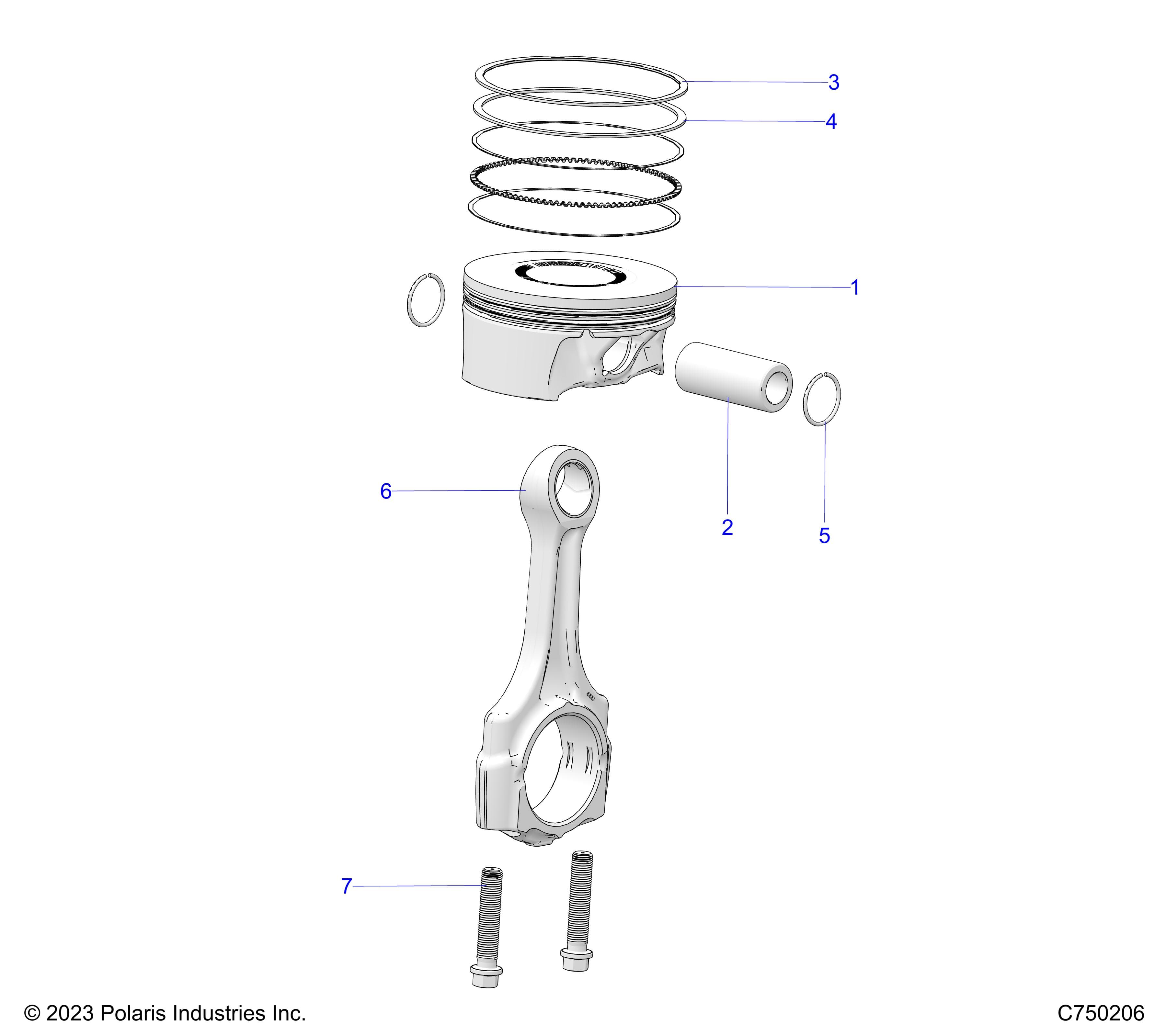 2026 RZR PRO R LE β ENGINE, PISTON AND ROD - Z26RPP2KBL (C750206) diagram