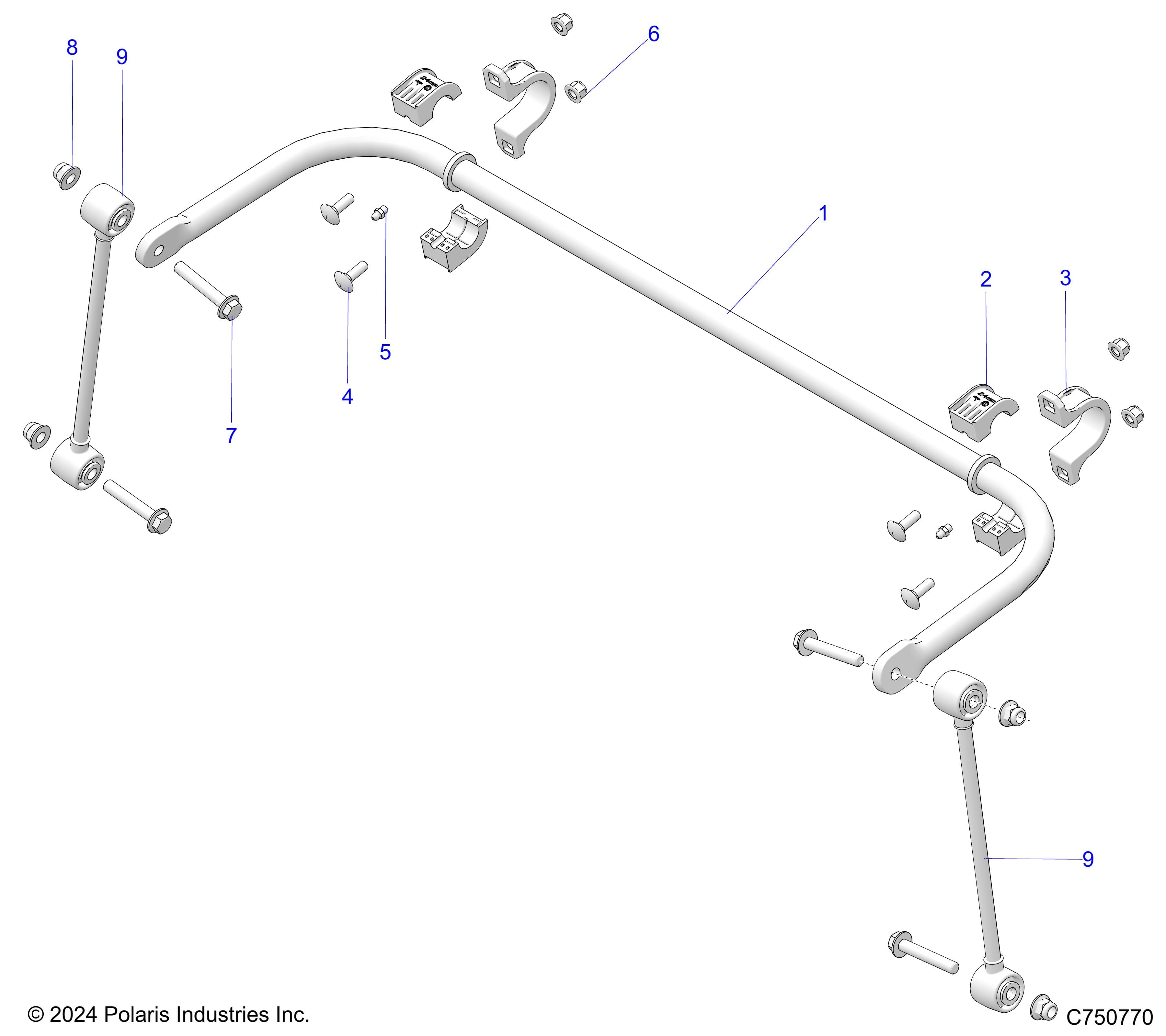 2026 RZR PRO XP SPORT β SUSPENSION, REAR STABILIZER BAR - Z26XPE92A4/B4/A6/B6 (C750770) diagram