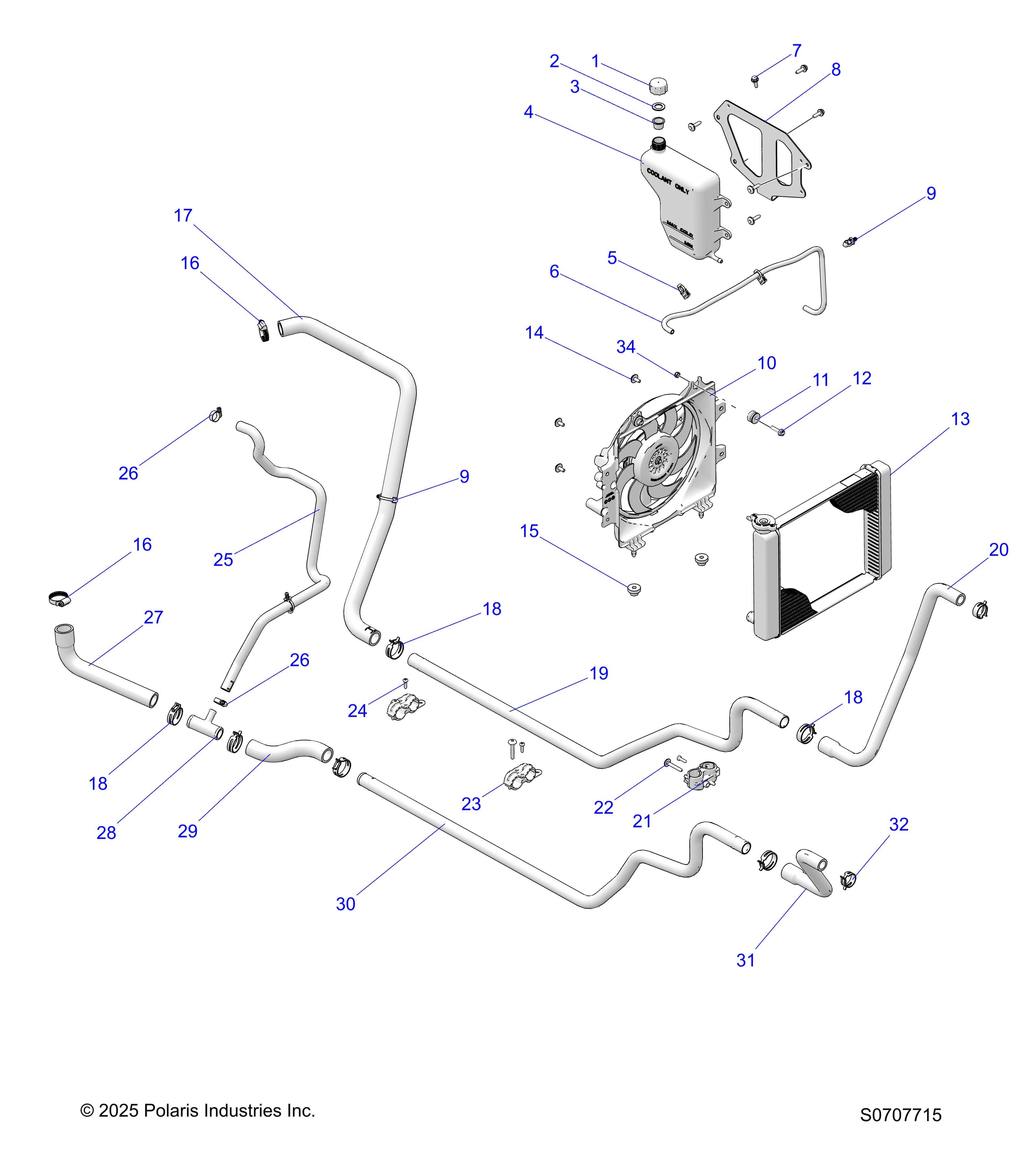2026 RANGER 500 β ENGINE, COOLING SYSTEM diagram