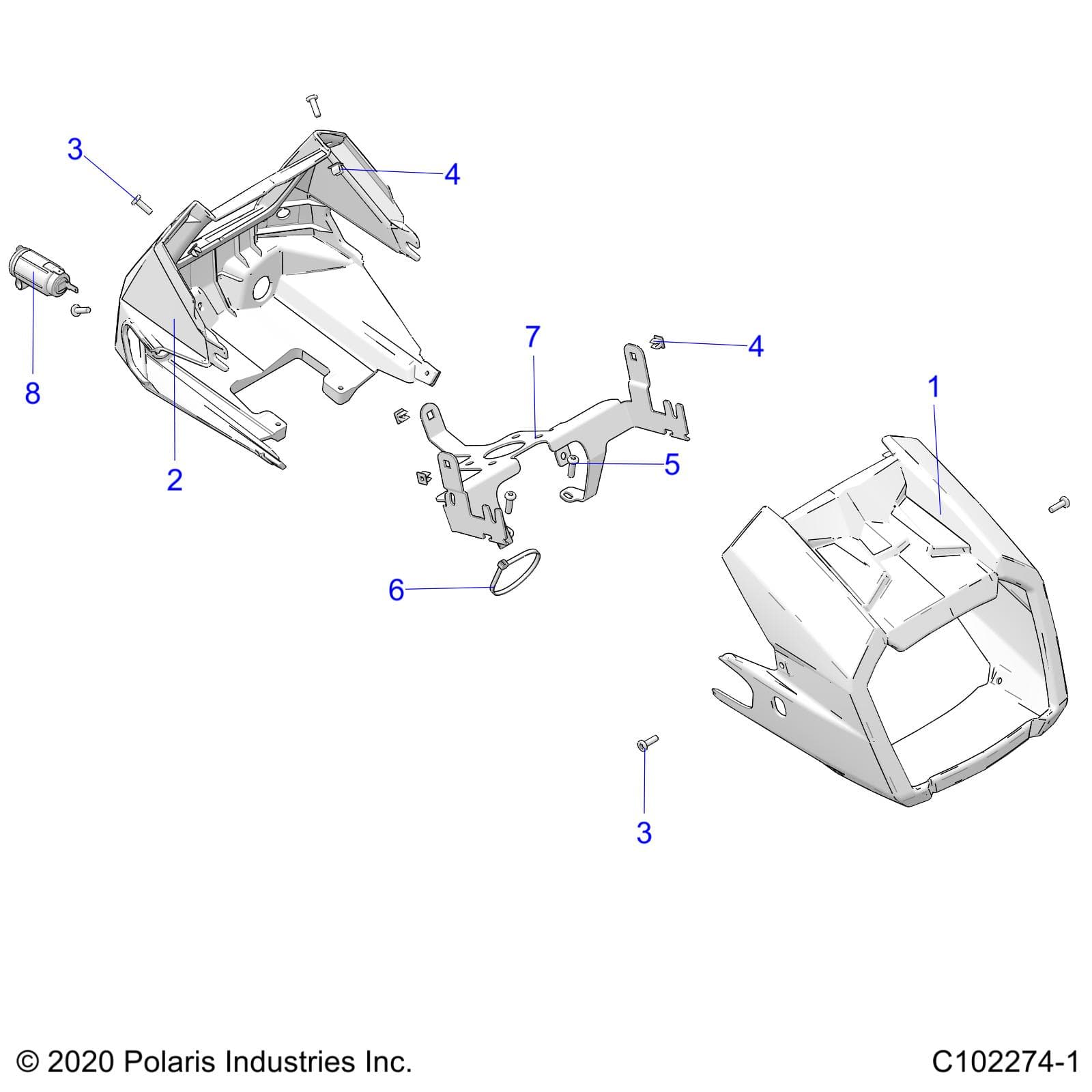 2026 SPORTSMAN TOURING 850 48" R02 - A26SYE85AL β BODY, HEADLIGHT POD - A26SYE85AL (C102274-1) diagram
