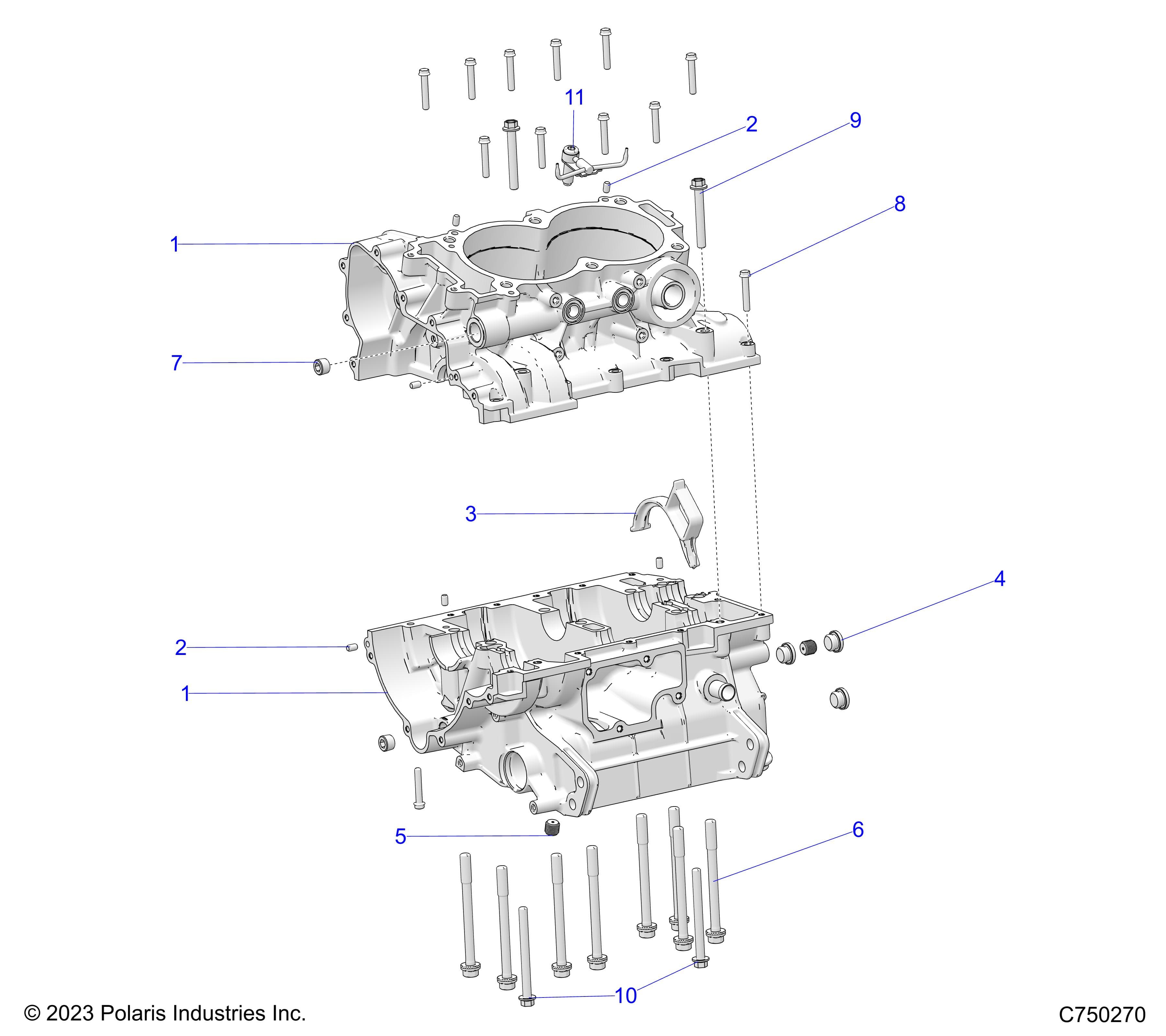 2026 RZR PRO S SPORT β ENGINE, CRANKCASE - Z26SPE92A4/B4/A6/B6 (C750270) diagram