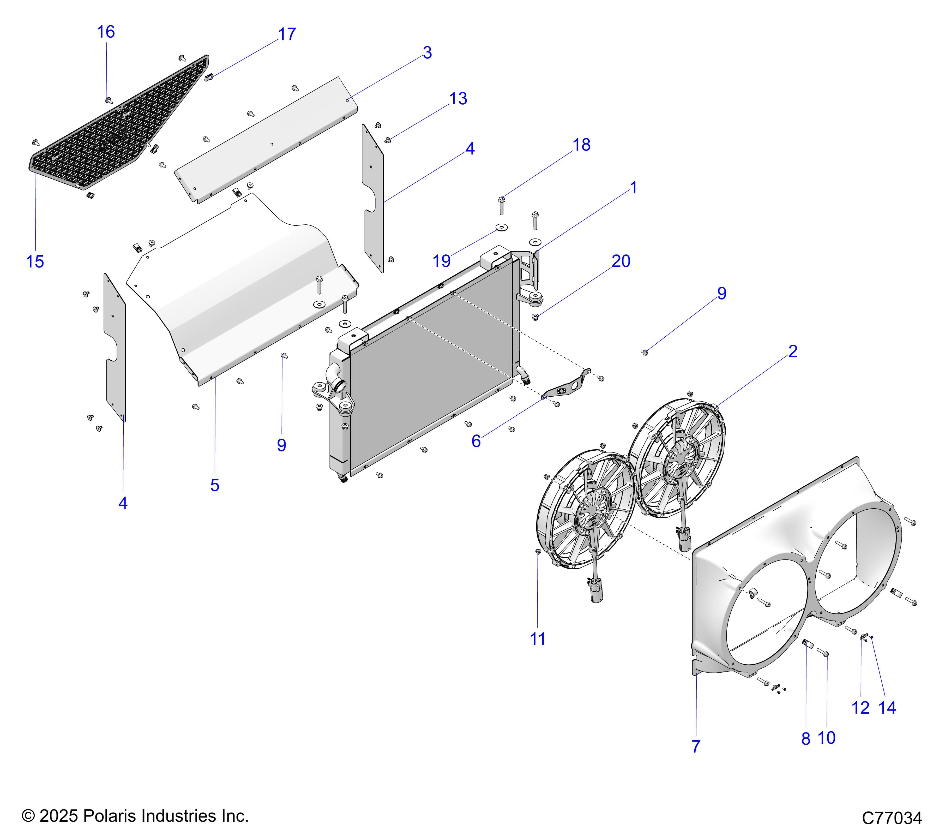 2026 RZR PRO R RACE H.O. β ENGINE, COOLING, RADIATOR - Z26RRL2KAL (C77034) diagram