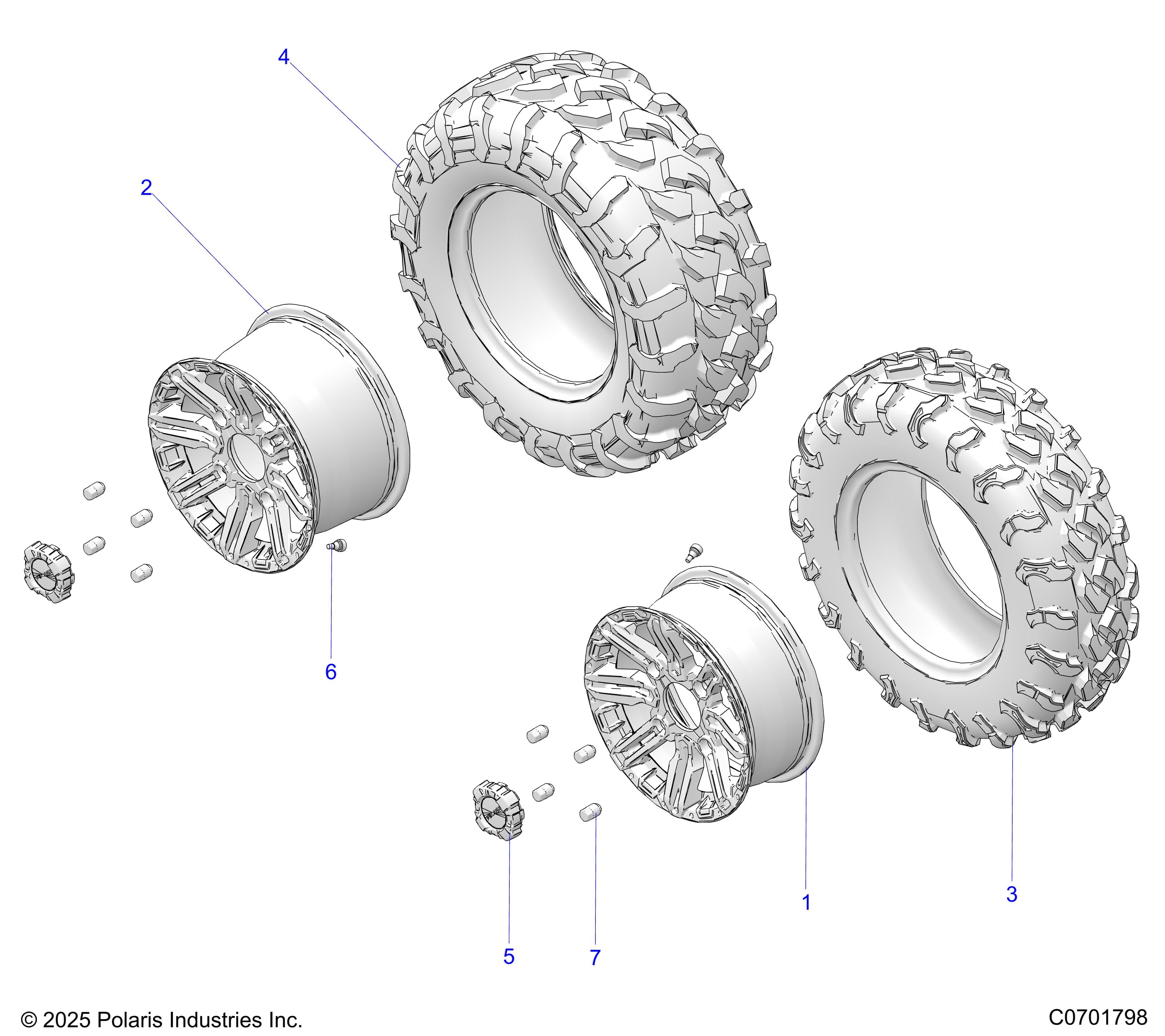 2026 GENERAL 1000 PREMIUM β WHEELS, FRONT & REAR diagram