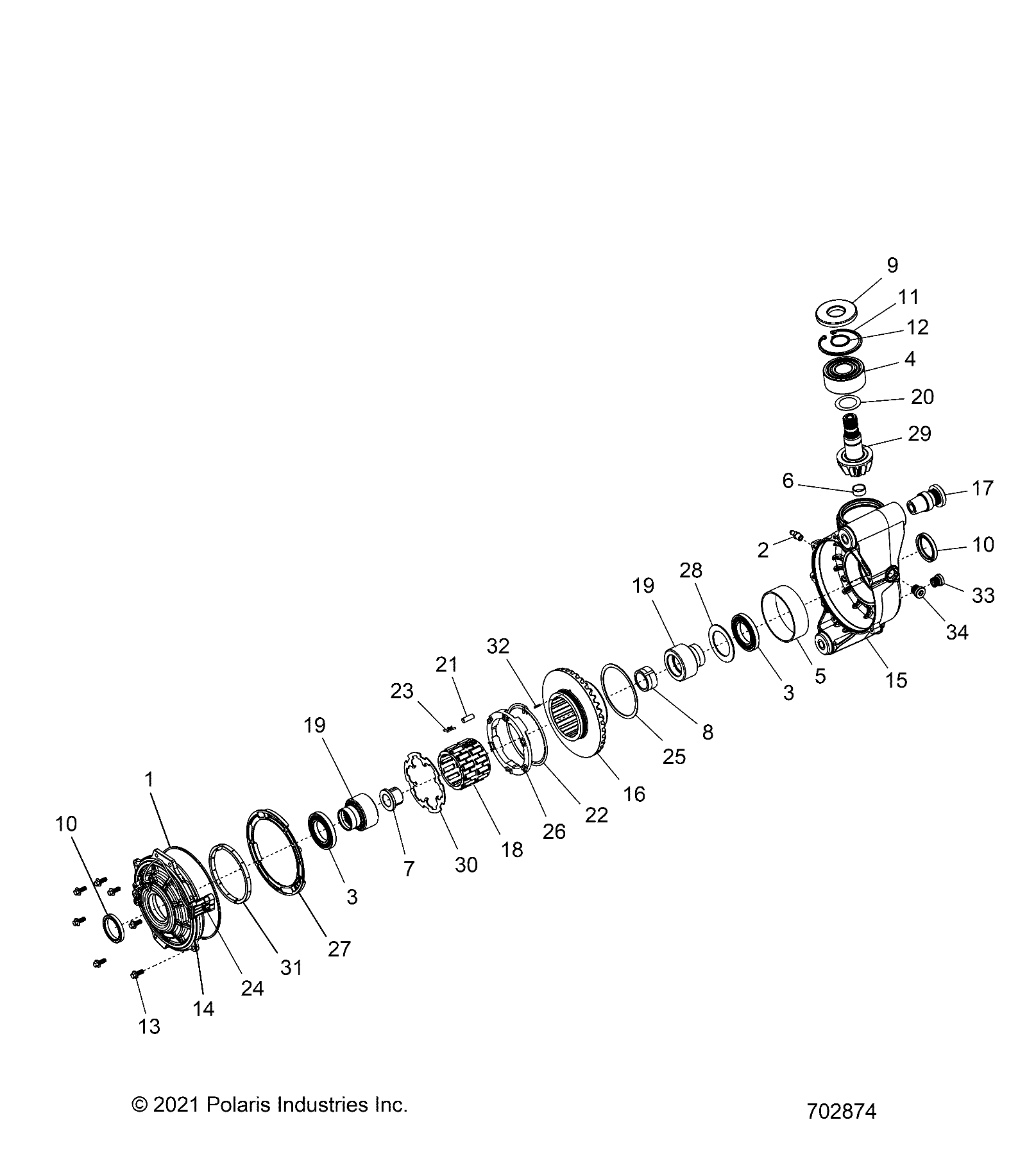 2026 RZR XP 4 1000 SPORT β DRIVE TRAIN, FRONT GEARCASE INTERNALS - Z26NMS99A4/B4/A6/B6 (702794) diagram