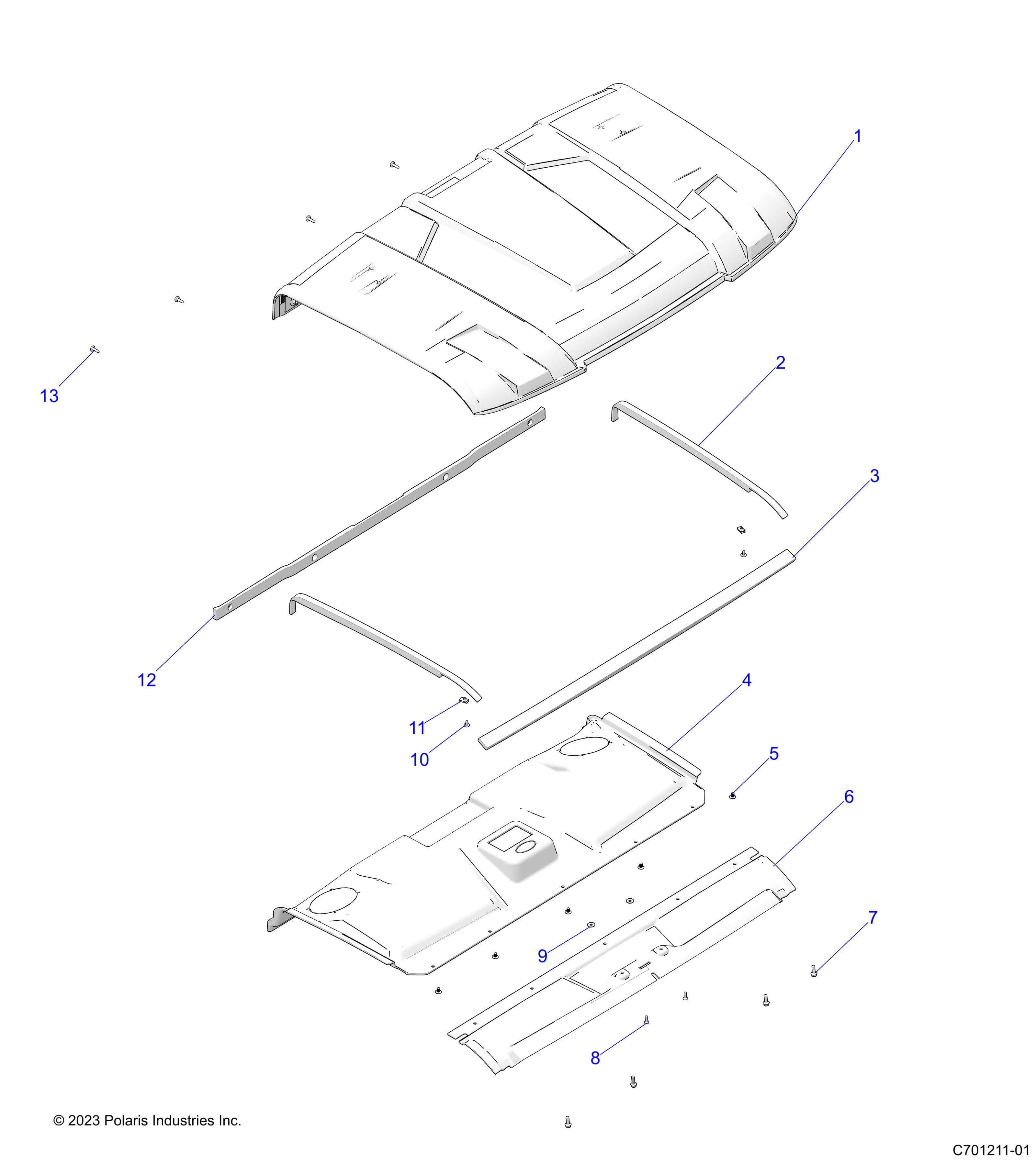 2026 RANGER 1000 XP NSTR β BODY, ROOF - R26RRU99A9/AF/AH/AB/AS/B9/BF/BH/BB/BS (C701211-01) diagram