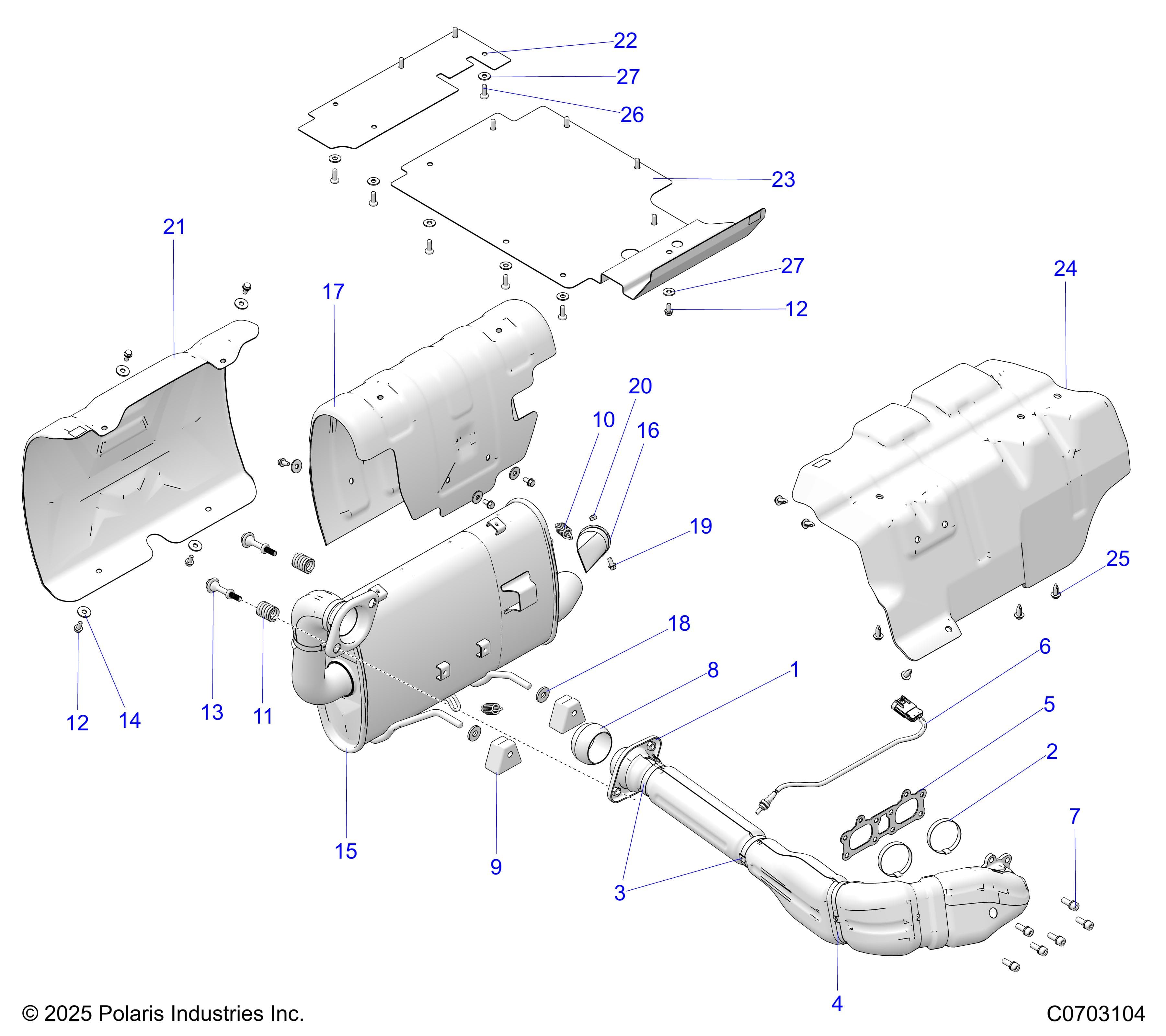 2026 GENERAL 1000 PREMIUM β ENGINE, EXHAUST SYSTEM diagram