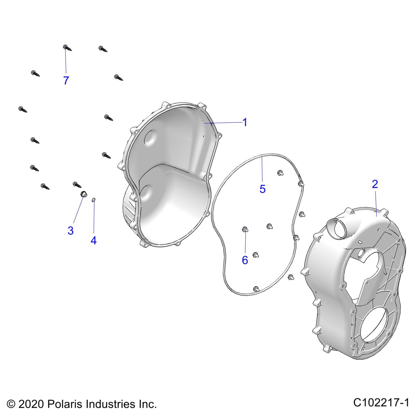 2026 SPORTSMAN 850 MUD 49S R01 - A26SXN85A7 β BODY, CLUTCH COVER - A26SXN85A7 (C102217-1) diagram