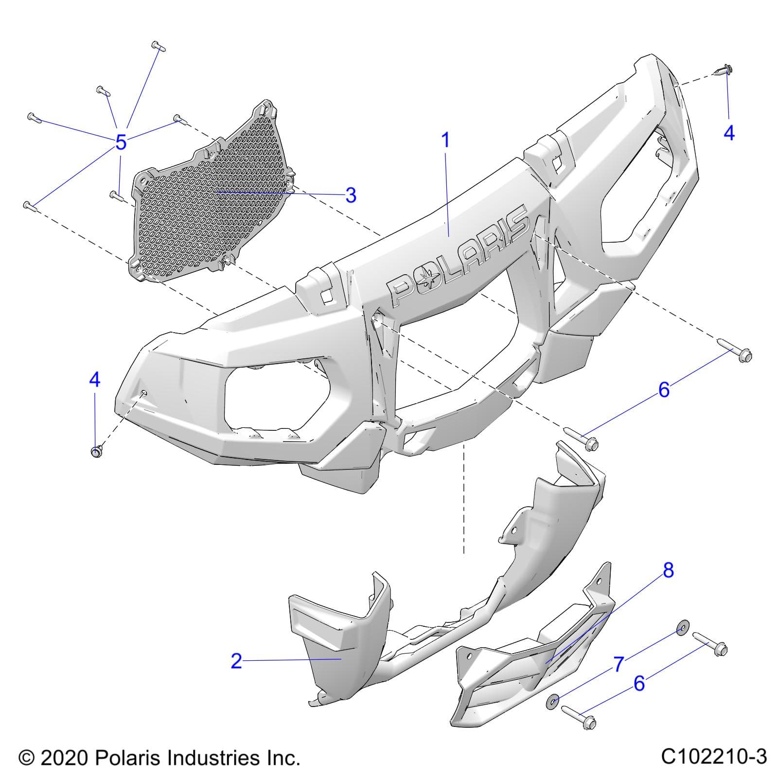 2026 SPORTSMAN 850 MUD 49S R01 - A26SXN85A7 β BODY, FRONT BUMPER - A26SXN85A7 (C102210-3) diagram