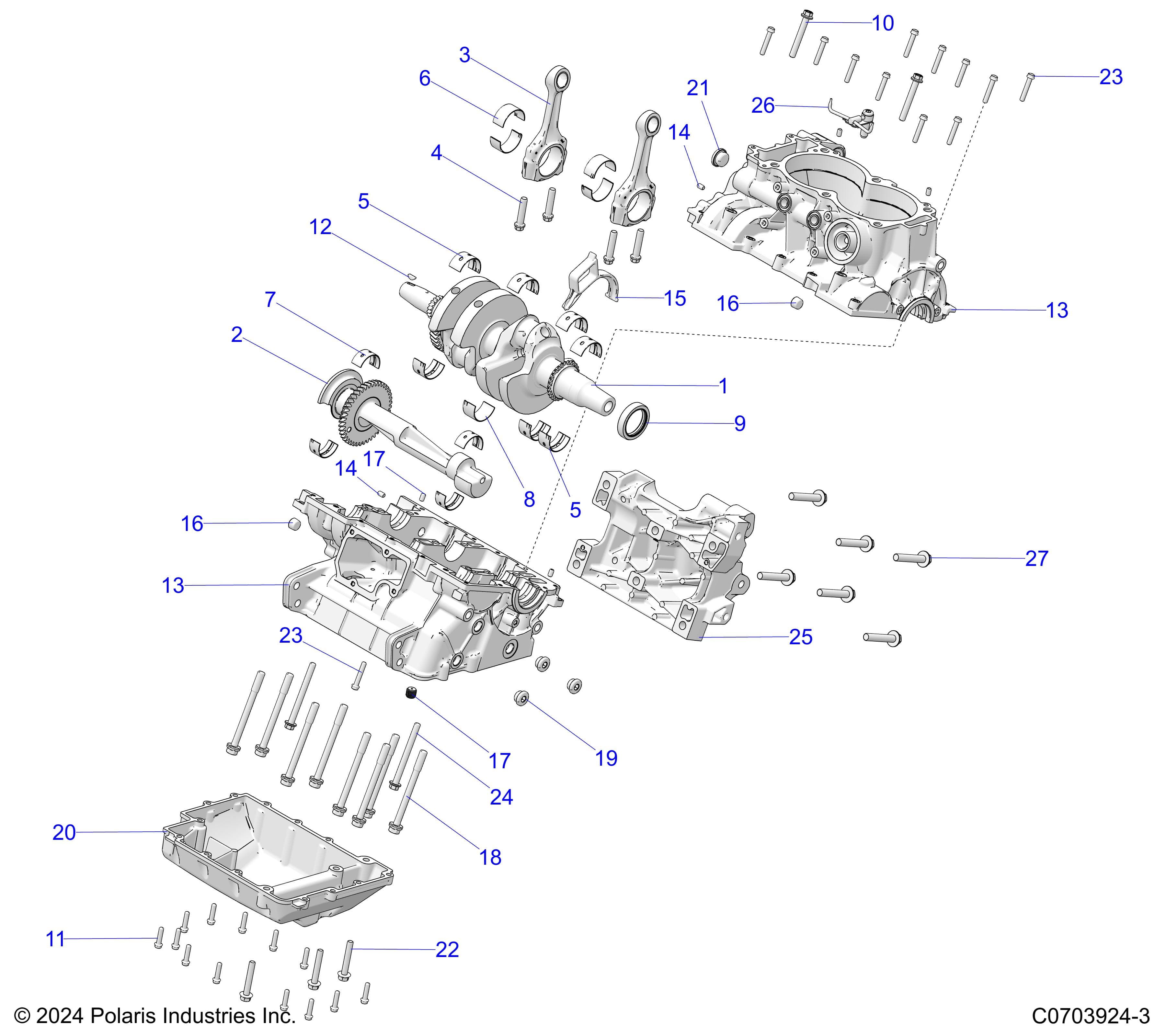 2026 GENERAL 1000 PREMIUM β ENGINE, CRANKCASE AND CRANKSHAFT diagram