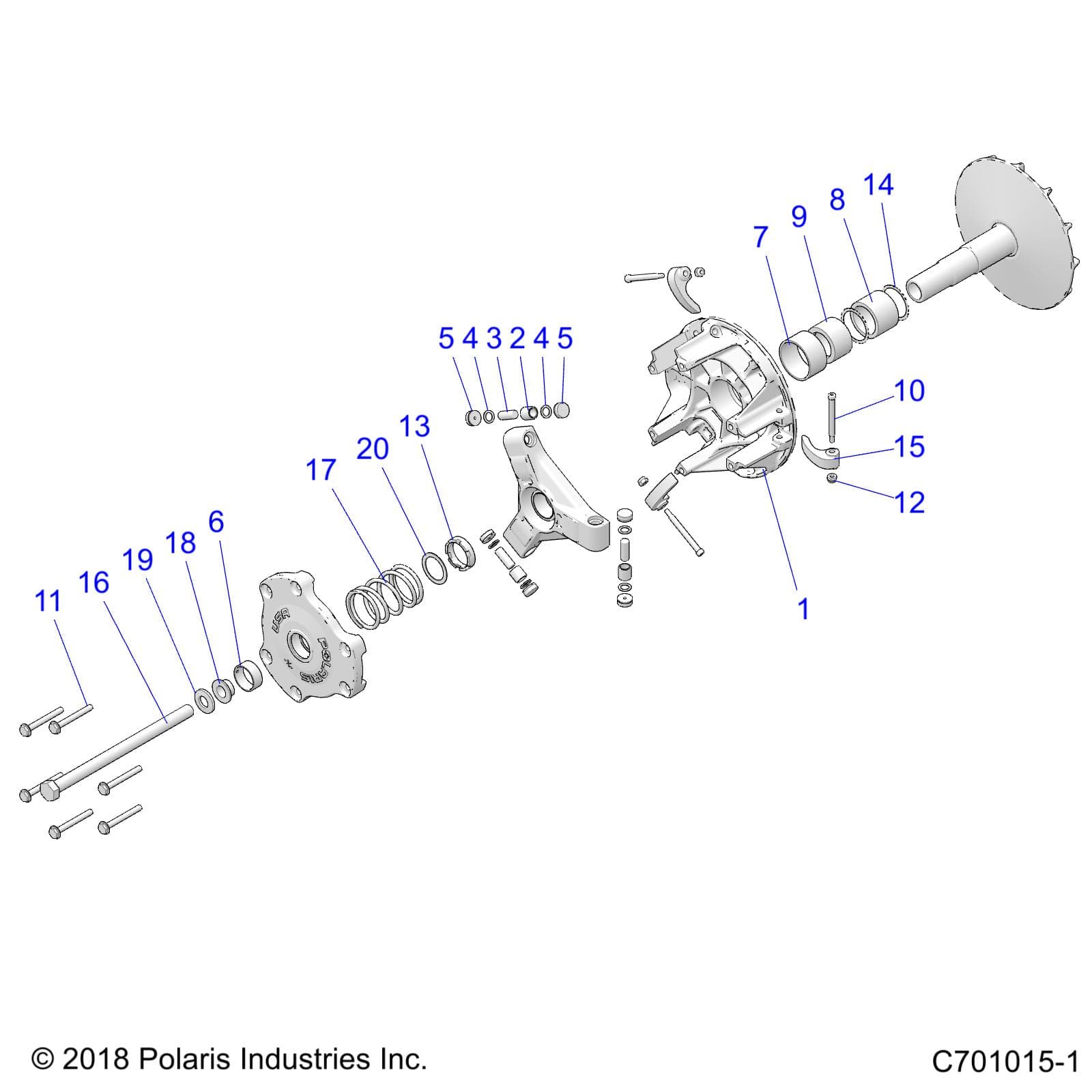 2026 RZR 900 TRAIL SPORT β DRIVE TRAIN, PRIMARY CLUTCH - Z26A5E87A5 (C701015-1) diagram