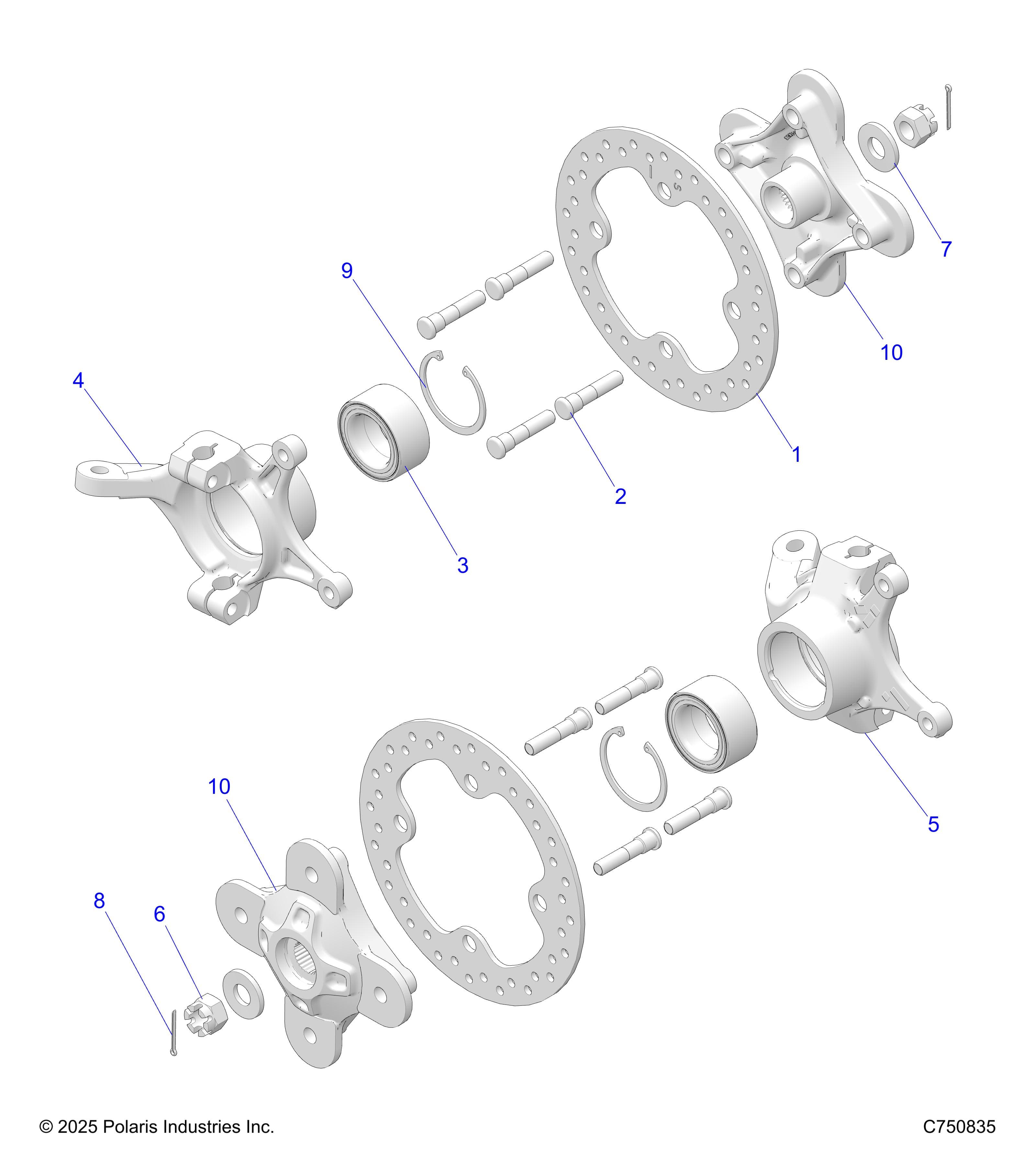 2026 RZR XP 1000 SPORT β SUSPENSION, FRONT CARRIER AND HUB - Z26NES99A4/B4/A6/B6 (C750835) diagram