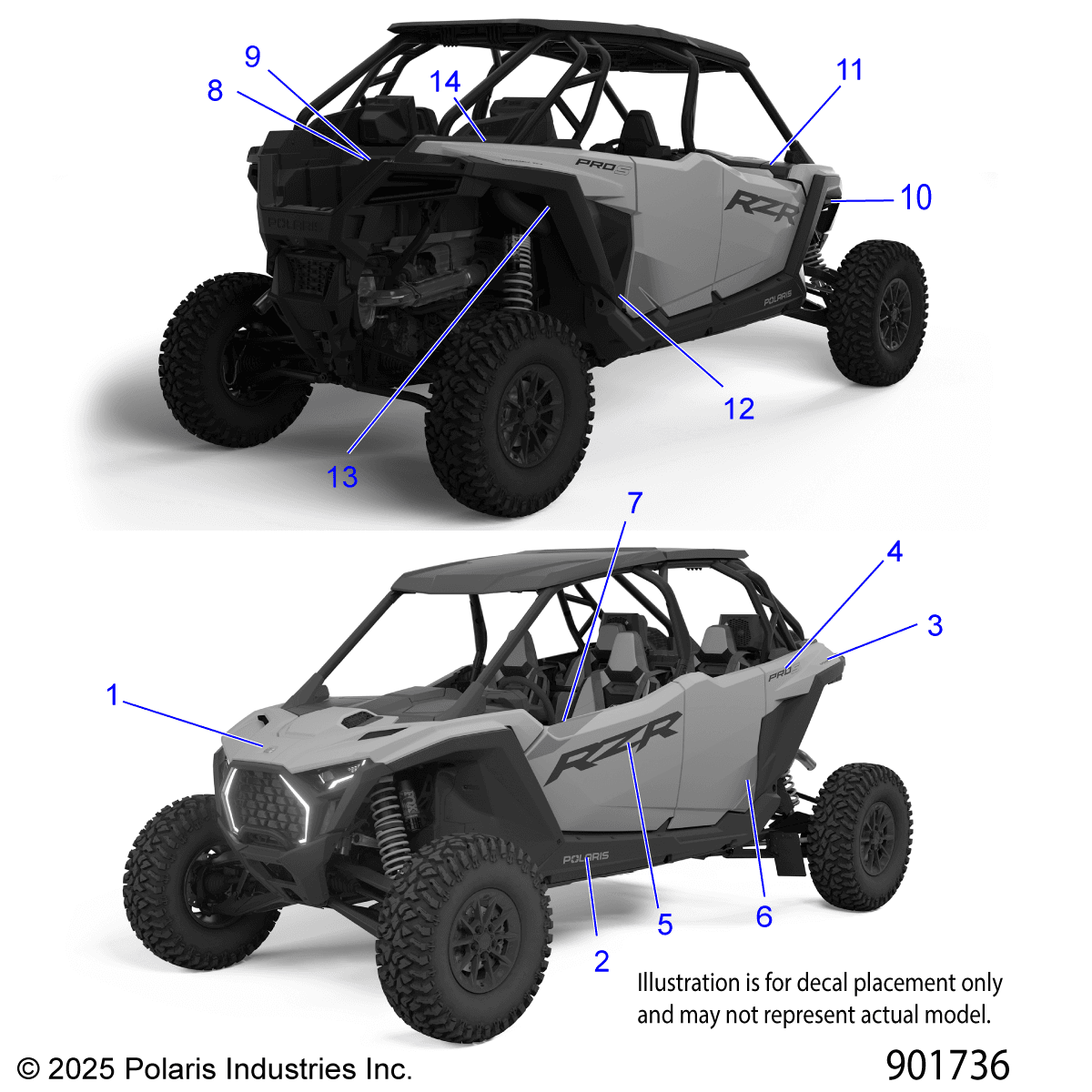 2026 RZR PRO S4 ULTIMATE β BODY, DECALS - Z26S4D92AH/BH (901736) diagram