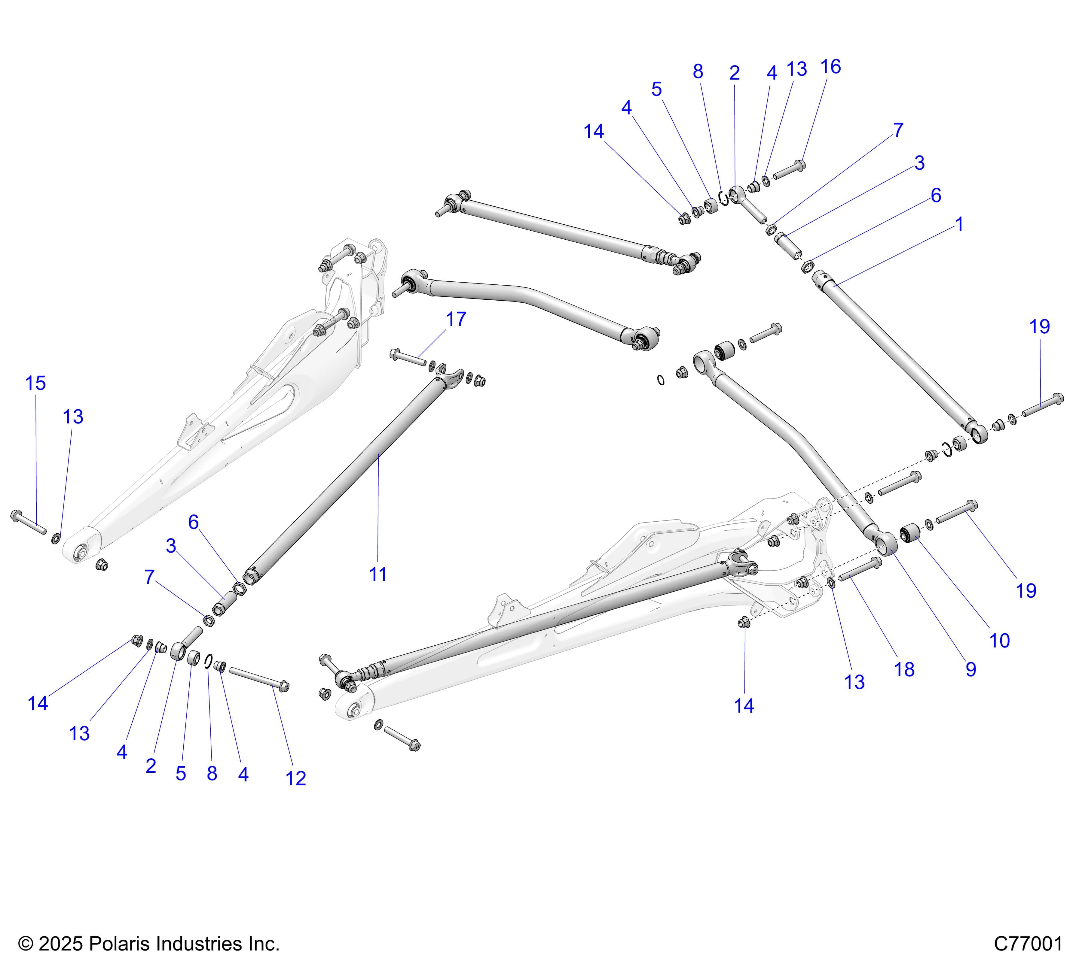 2026 RZR PRO R RACE H.O. β SUSPENSION, REAR TRAILING ARM MOUNTING - Z26RRL2KAL (C77001) diagram