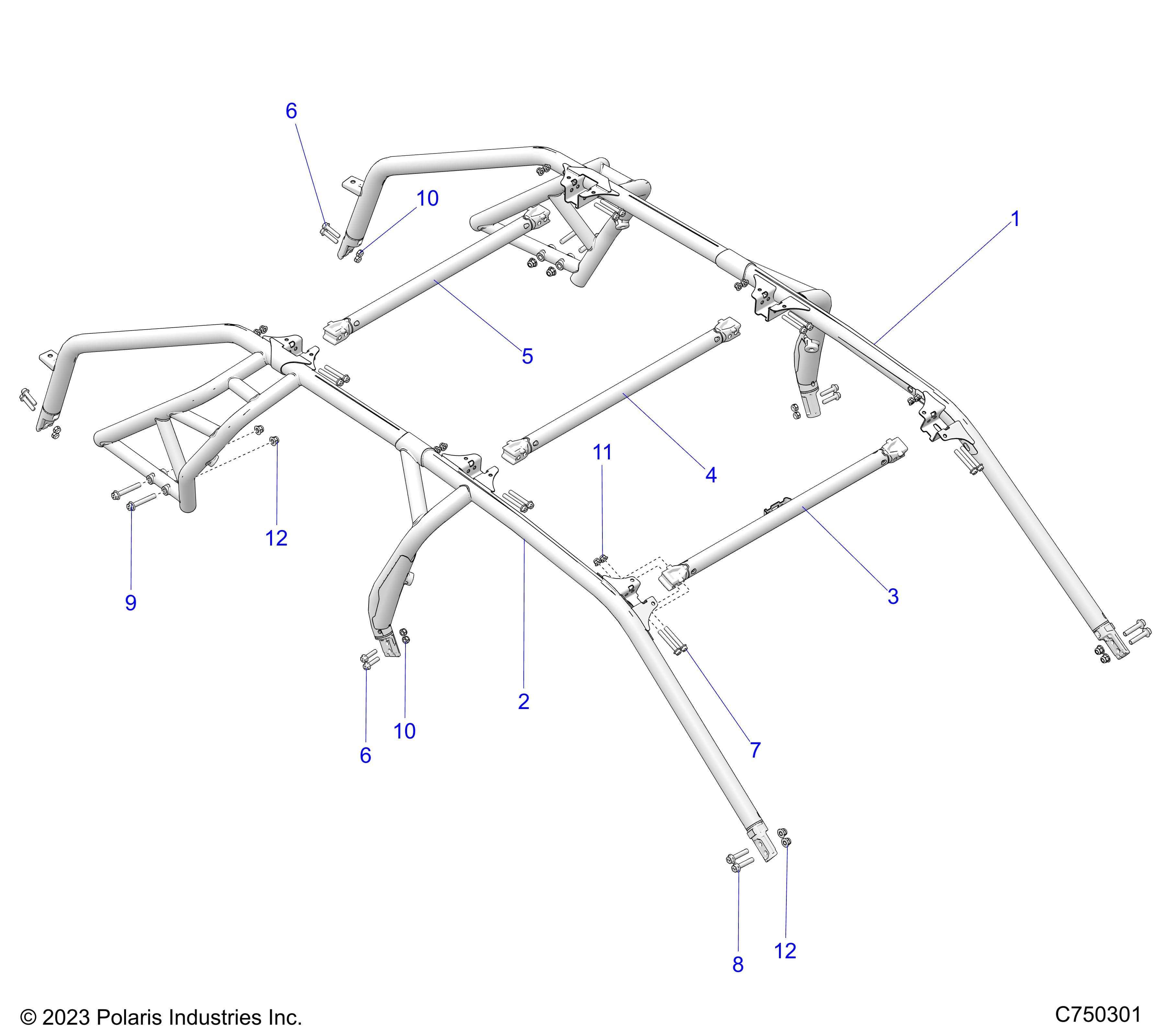 2026 RZR PRO S4 ULTIMATE EVP,LE β CHASSIS, CAB FRAME - Z26S4P92BL (C750301) diagram