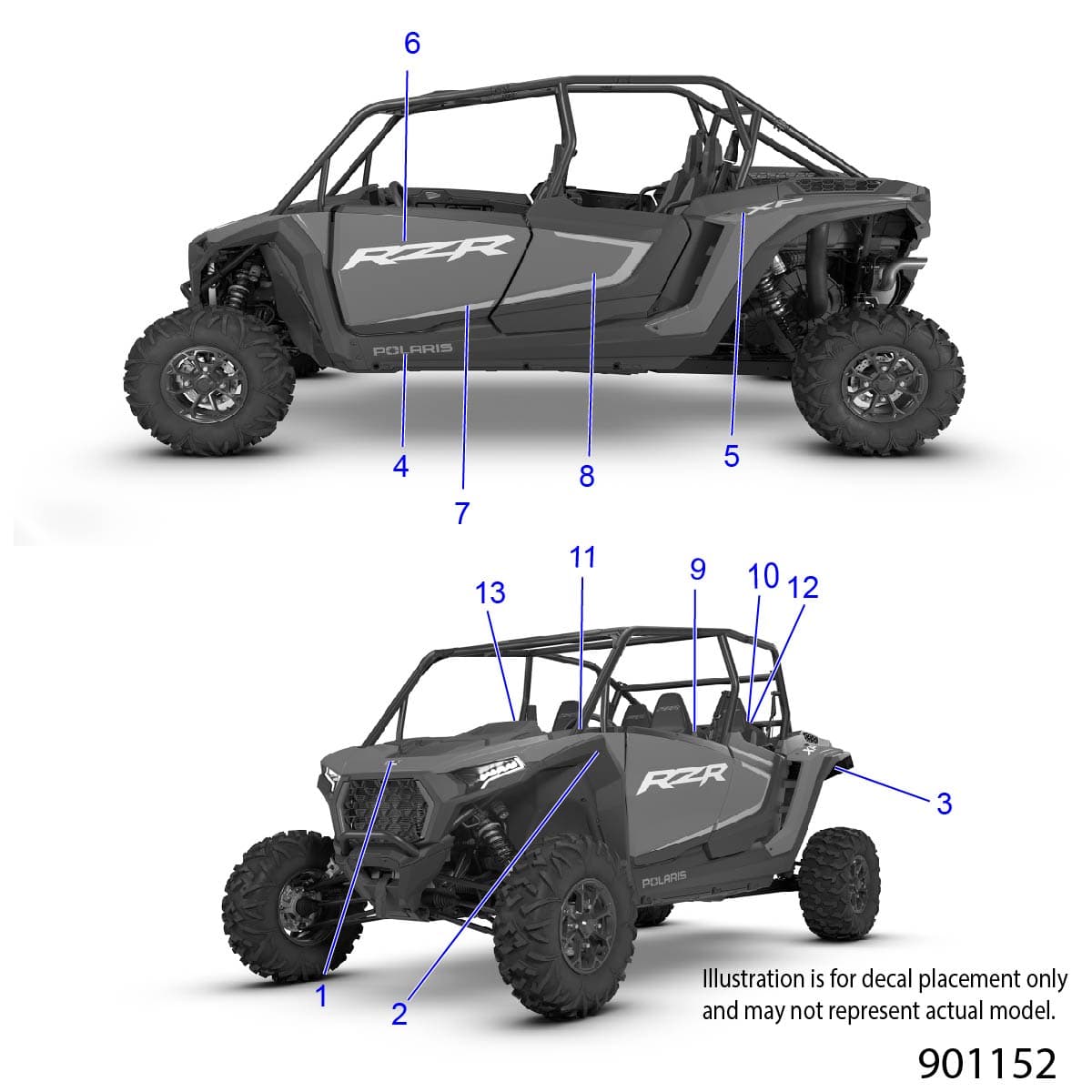 2026 RZR XP 4 1000 SPORT β BODY, DECALS - Z26NMS99A4/B4/A6/B6 (901152) diagram