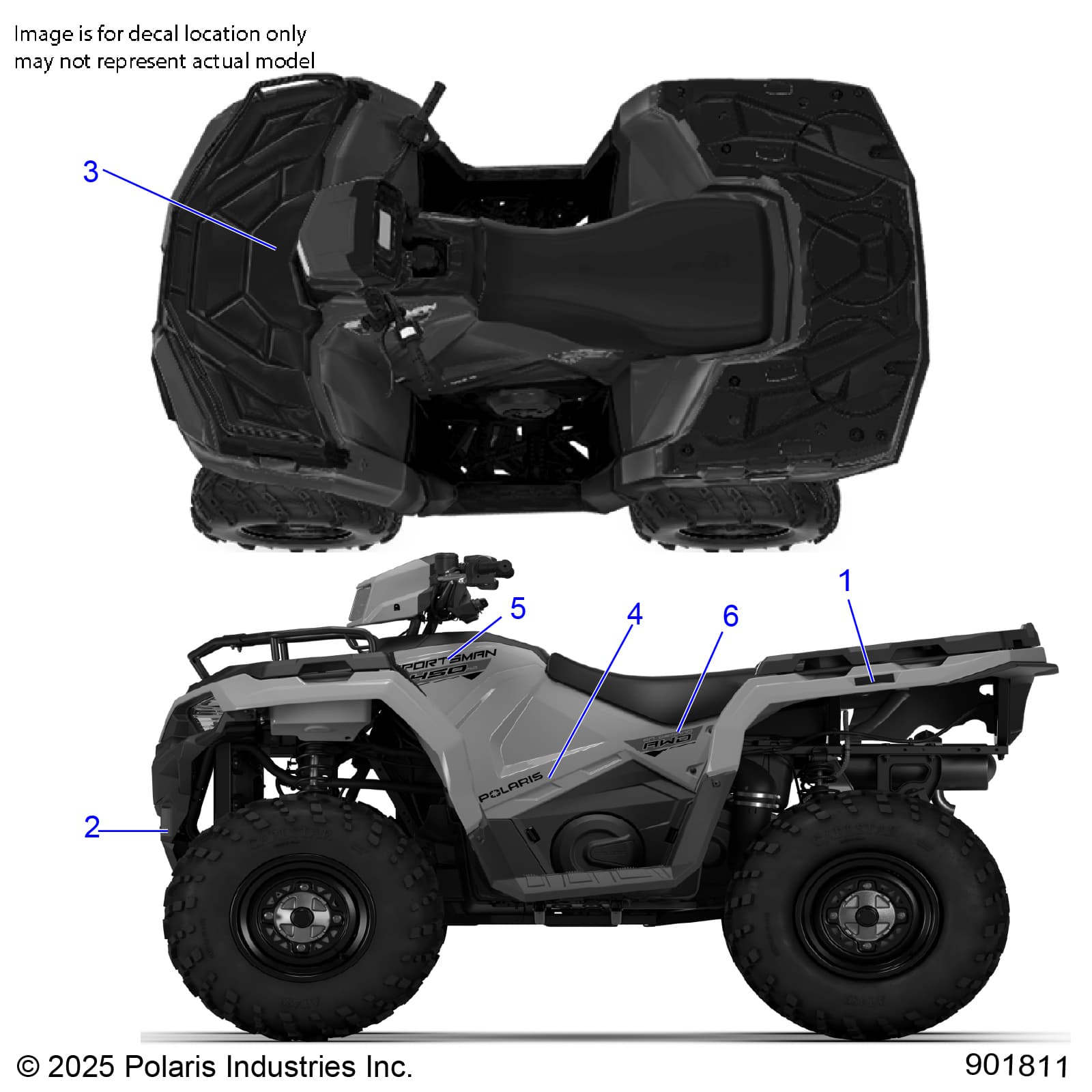 2026 SPORTSMAN 450 50S β BODY, DECALS GRAPHIC - A26SEAA50B1/B4 (901811) diagram