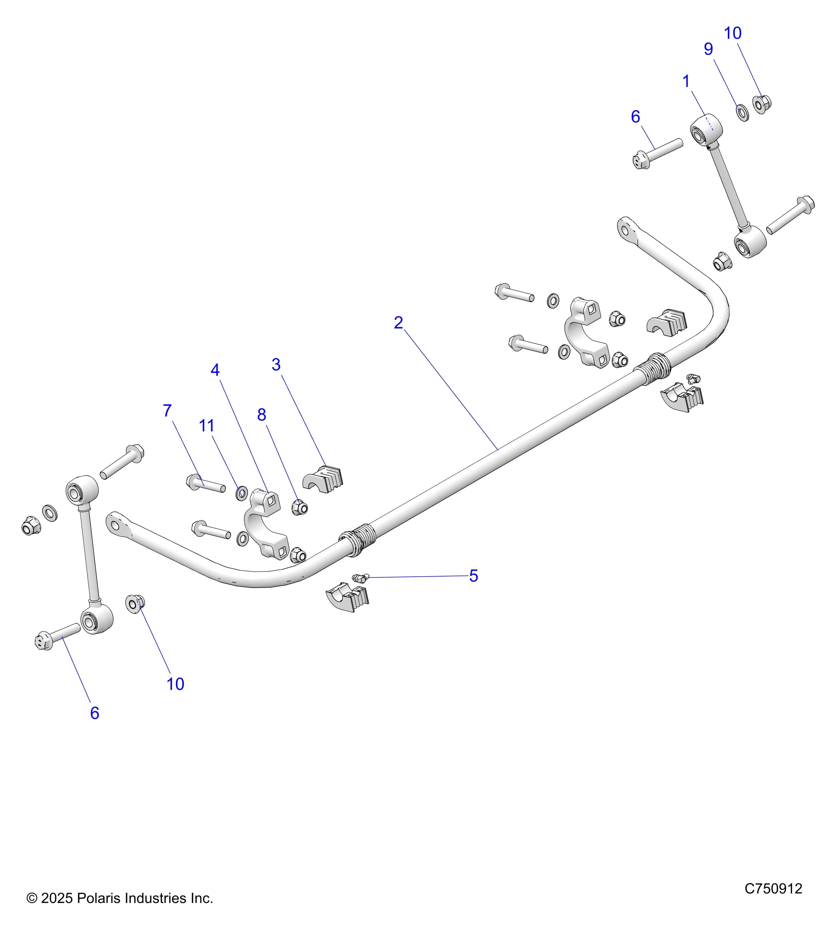 2026 RZR XP S 1000 ULTIMATE β SUSPENSION, STABILIZER BAR, REAR - Z26NEY99A4/B4/A6/B6 (C750912) diagram