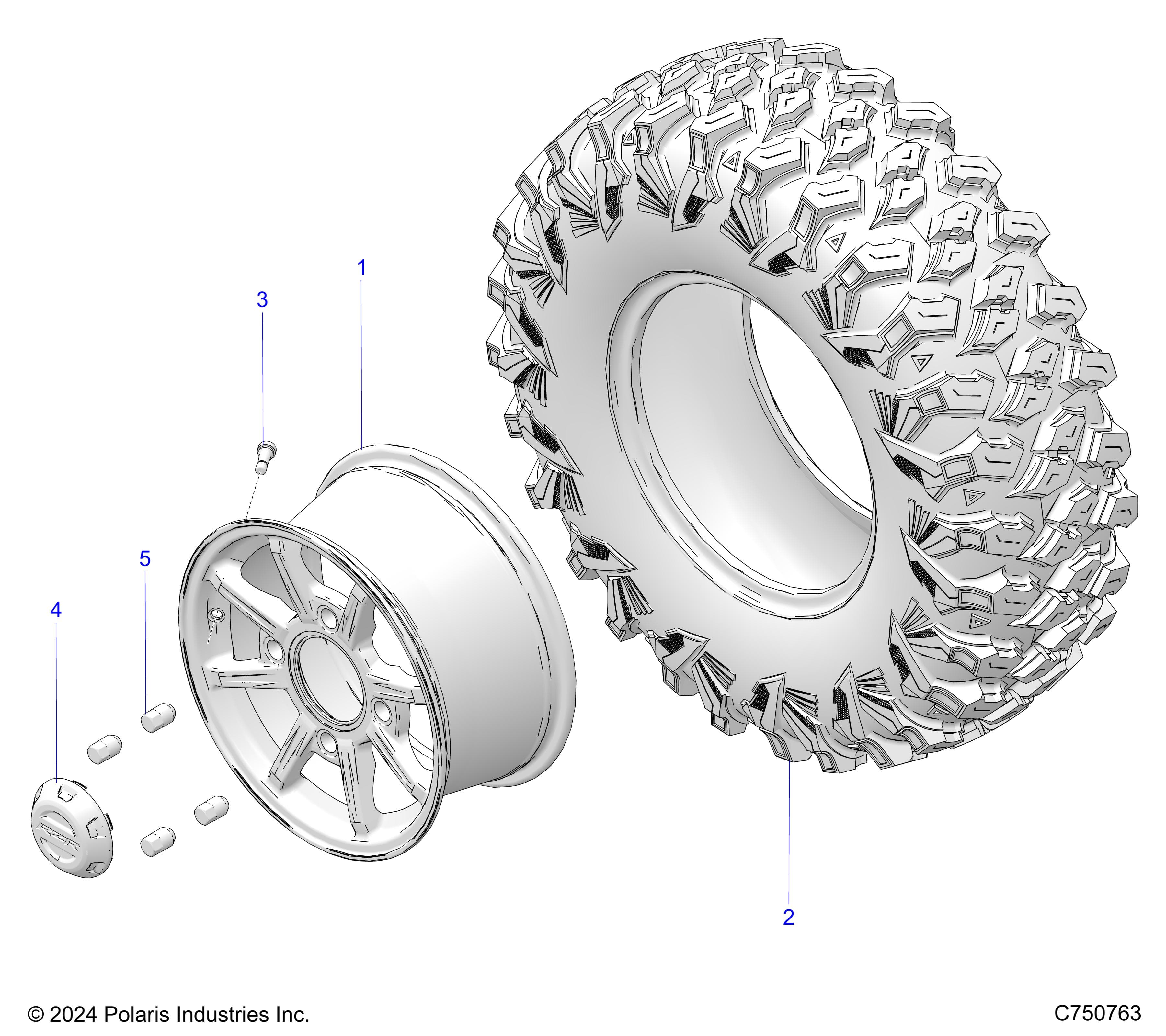 2026 RZR PRO XP 4 SPORT β WHEELS, REAR - Z26X4E92A4/B4/A6/B6 (C750761) diagram