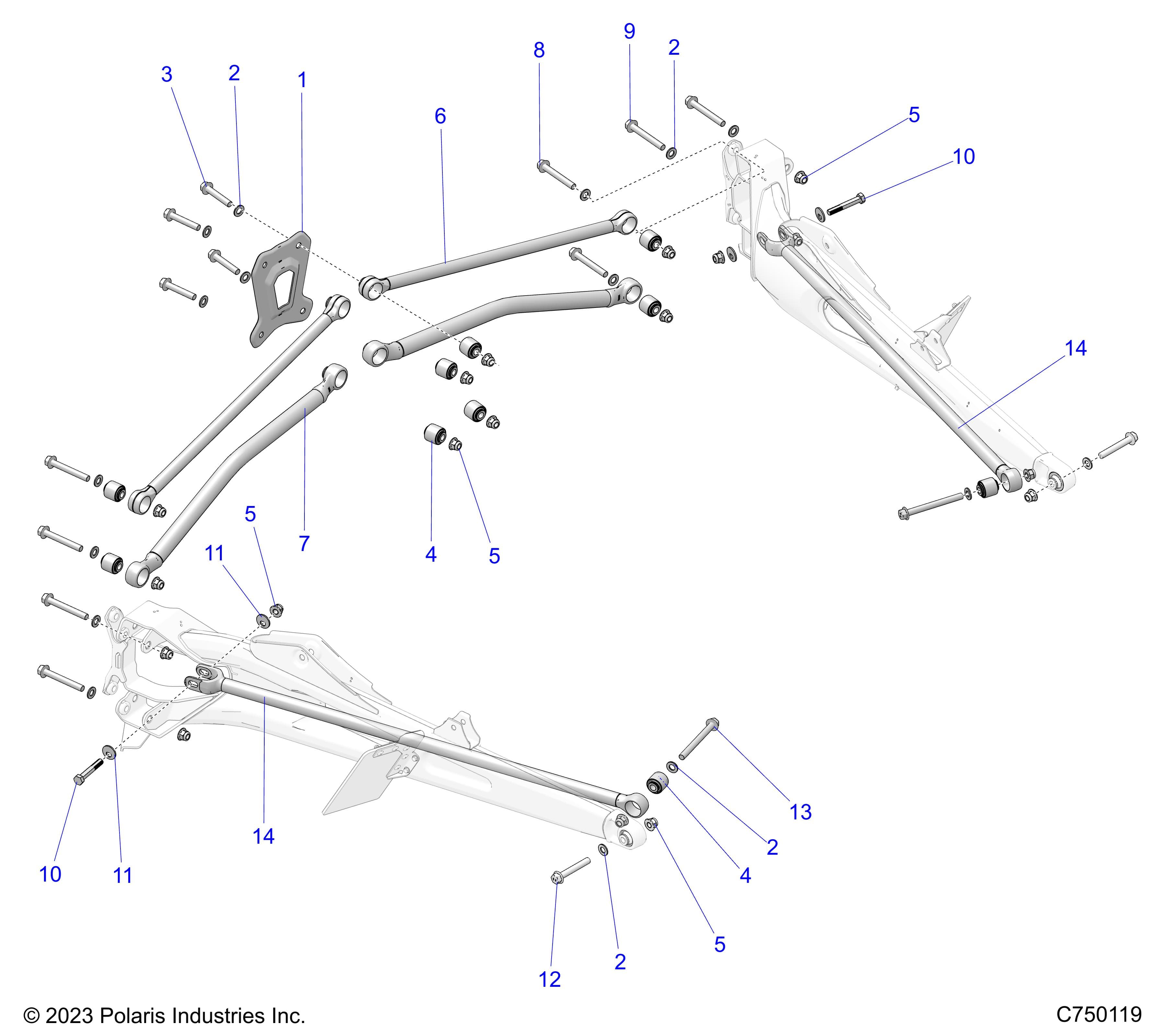 2026 RZR PRO R4 LE β SUSPENSION, REAR TRAILING ARMS MOUNTING - Z26R4P2KBL (C750119) diagram