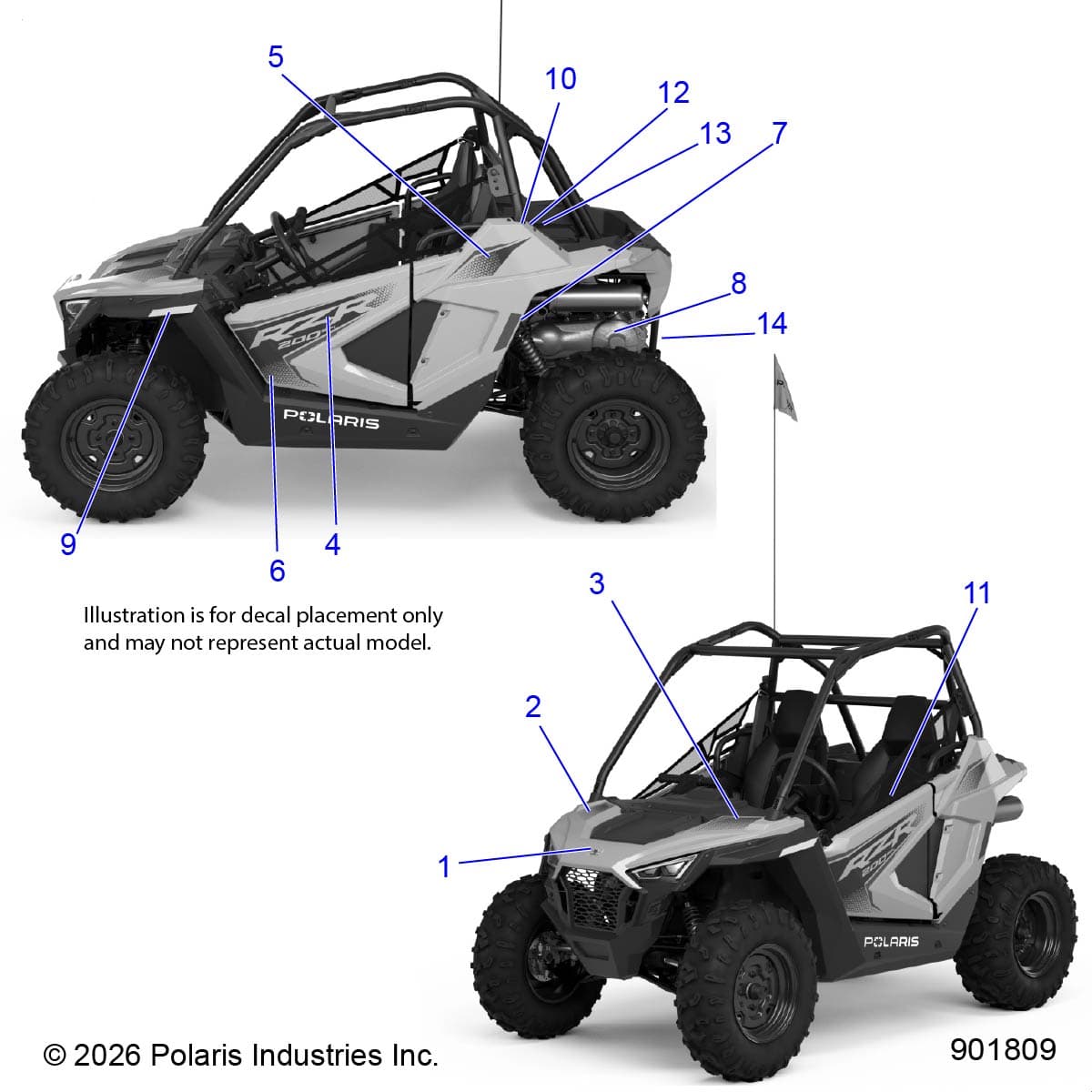2026 RZR 200 MD β BODY, DECALS - Z26HCA18N4/N7 (901809) diagram