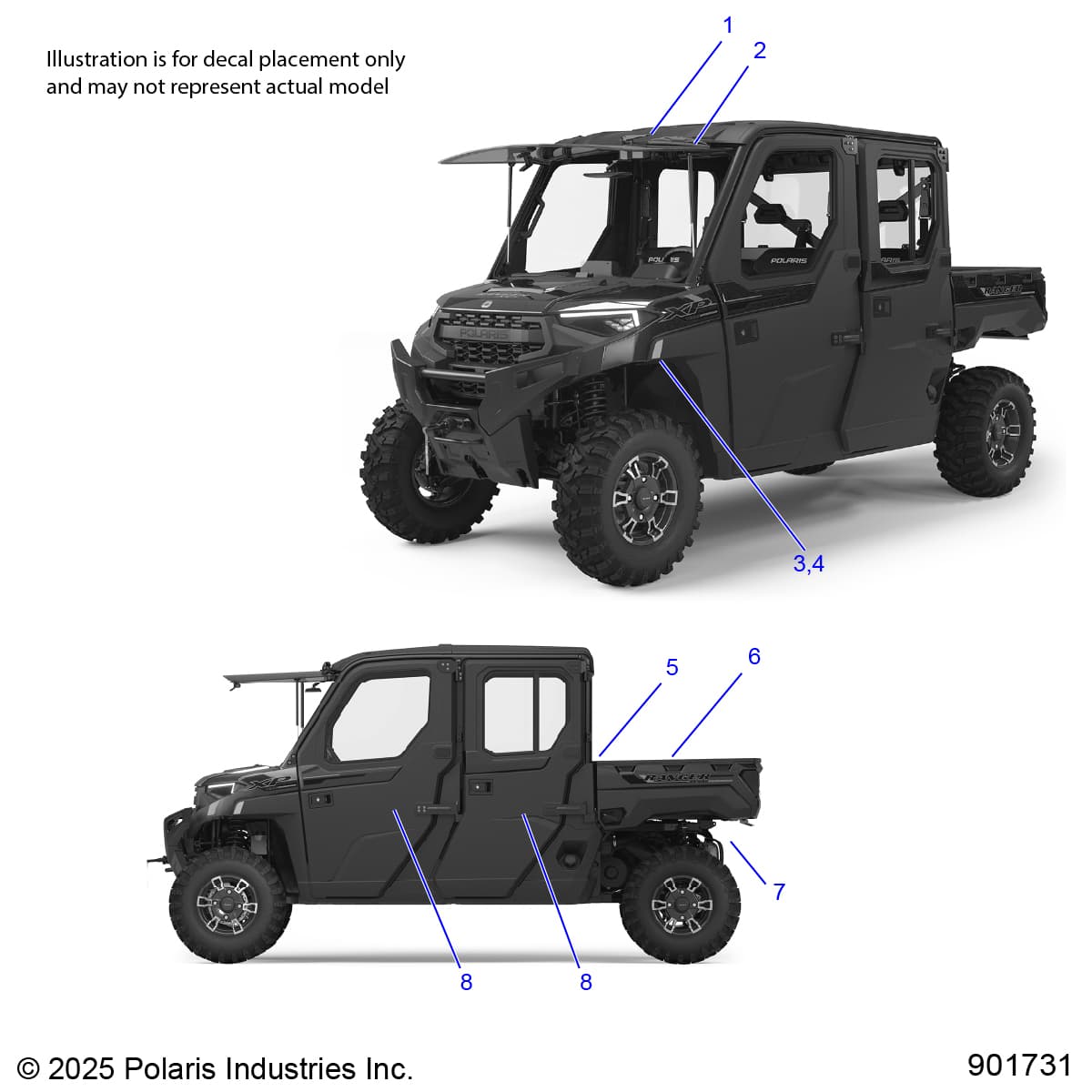 2026 RANGER 1000 XP CREW NORTHSTAR TEXAS EDITION β BODY, DECALS, GENERAL - R26RST99AL (901731) diagram
