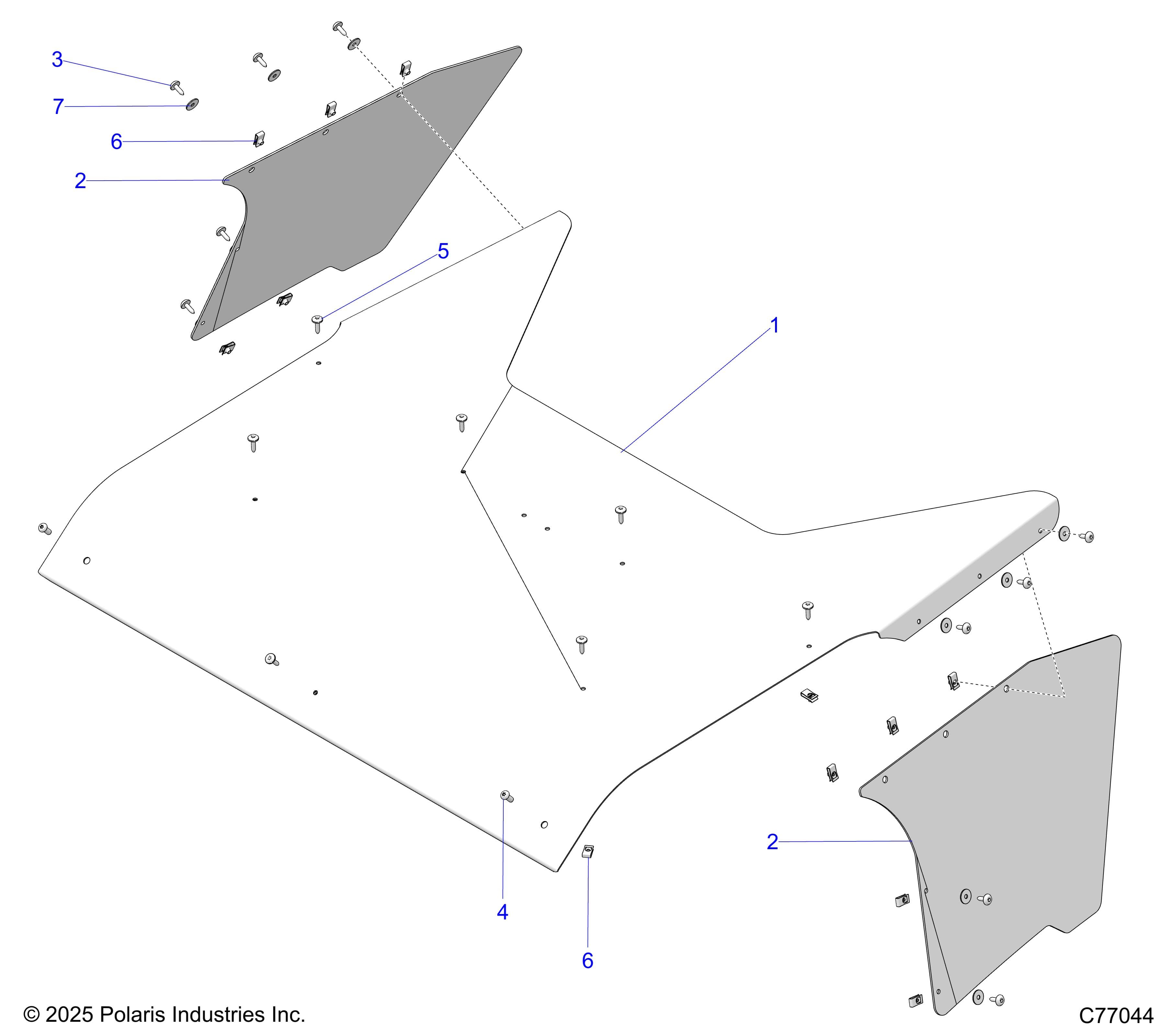 2026 RZR PRO R RACE H.O. β BODY, ROOF - Z26RRL2KAL (C77044) diagram