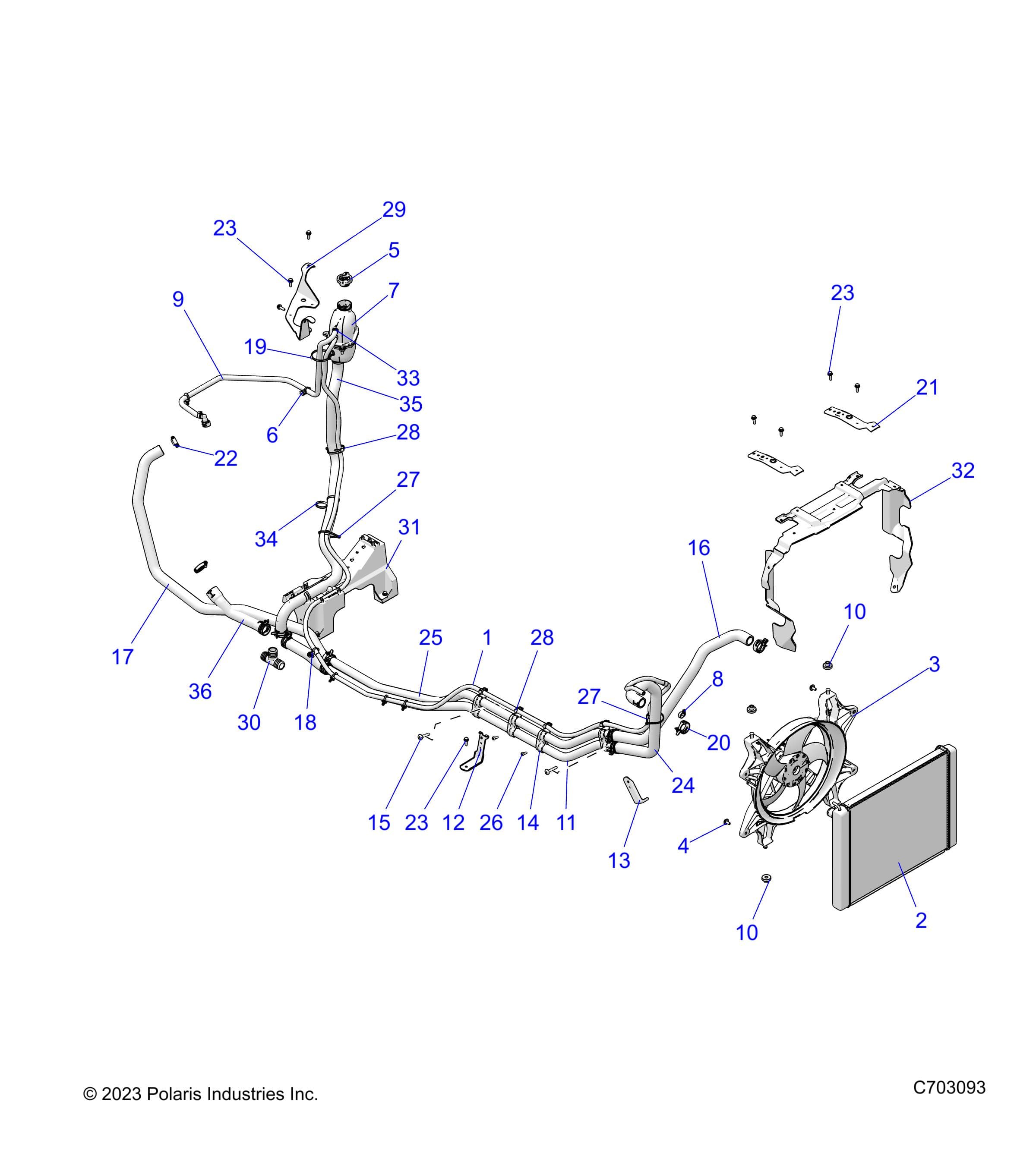 2026 RZR XP 4 1000 SPORT β ENGINE, COOLING SYSTEM - Z26NMS99A4/B4/A6/B6 (C703093) diagram
