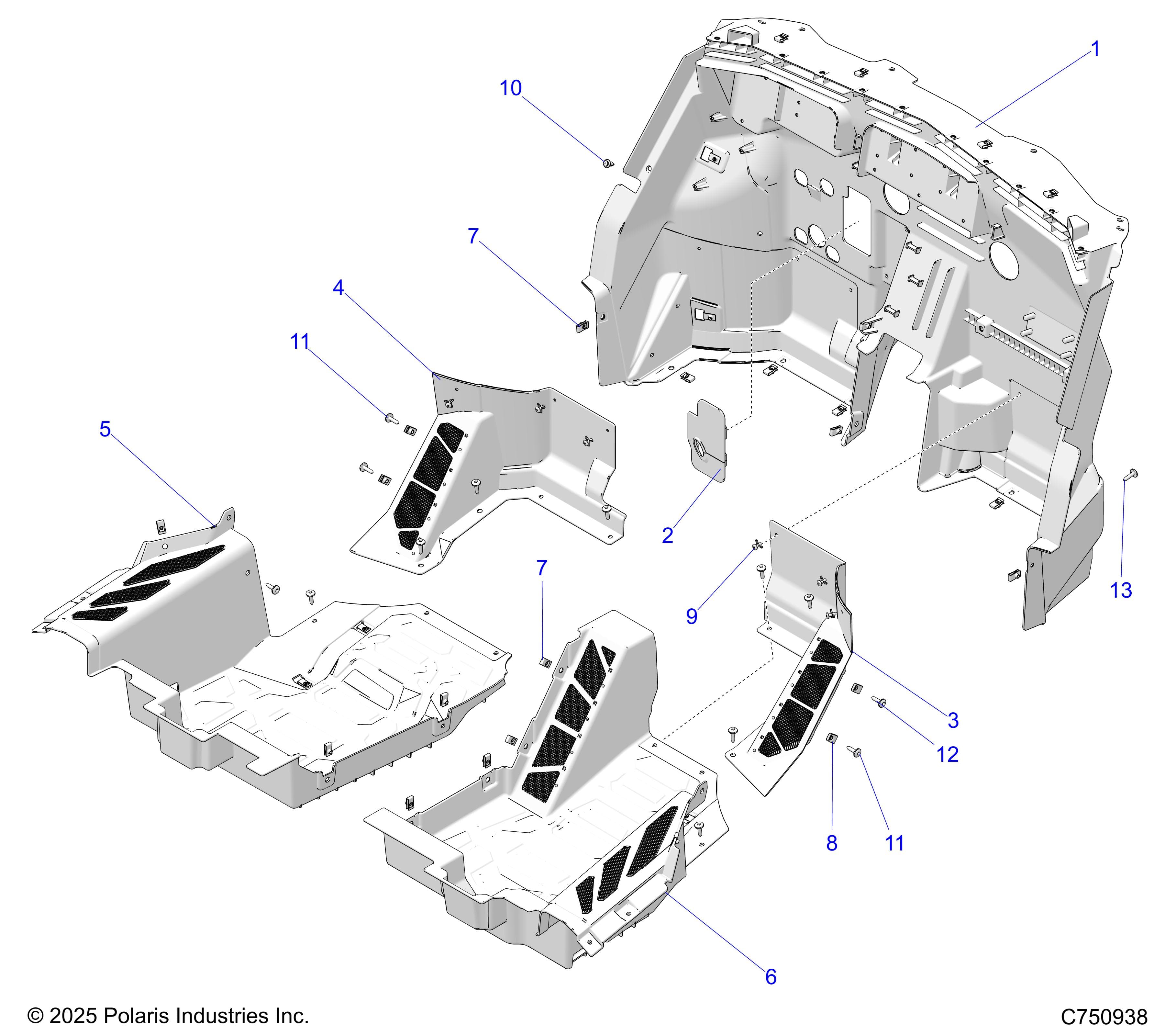2026 RZR PRO XP 4 SPORT β BODY, FLOOR PANELS, FRONT - Z26X4E92A4/B4/A6/B6 (C750938) diagram