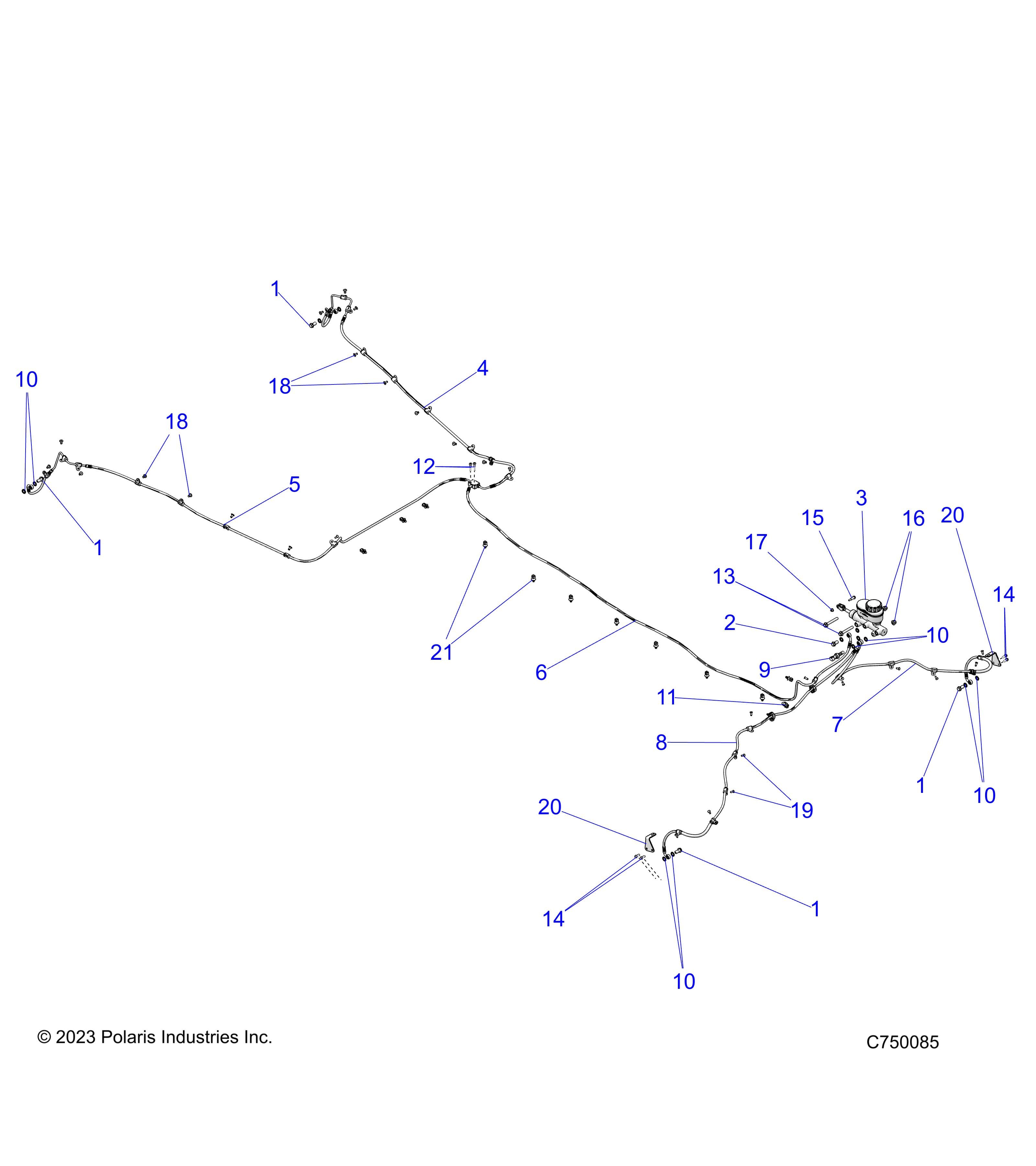 2026 RZR PRO S4 SPORT β BRAKES, BRAKE LINES AND MASTER CYLINDER - Z26S4E92A4/B4/A6/B6 (C750085) diagram