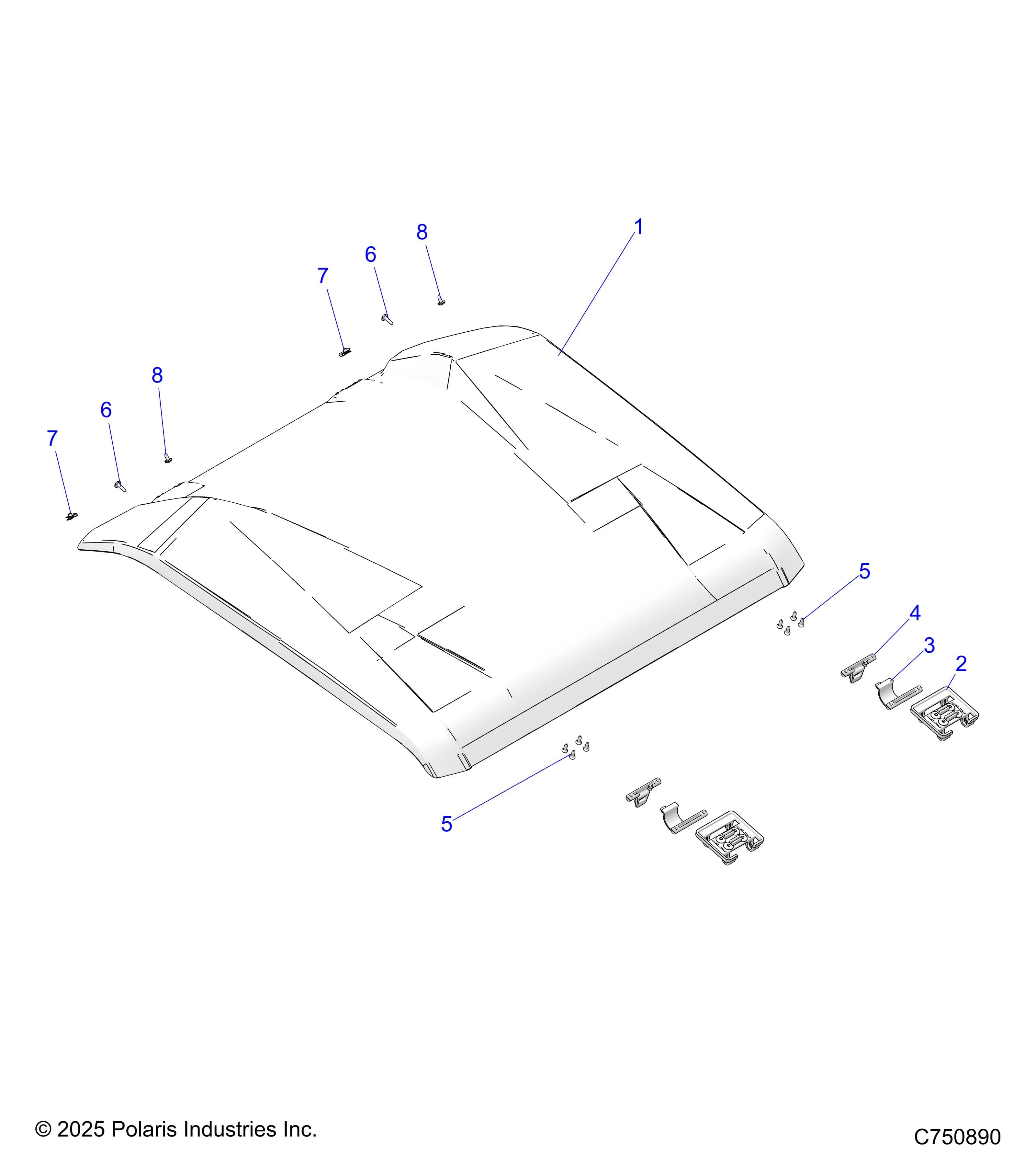 2026 RZR XP 1000 ULTIMATE β BODY, ROOF - Z26NET99A4/B4/A6/B6 (C750890) diagram