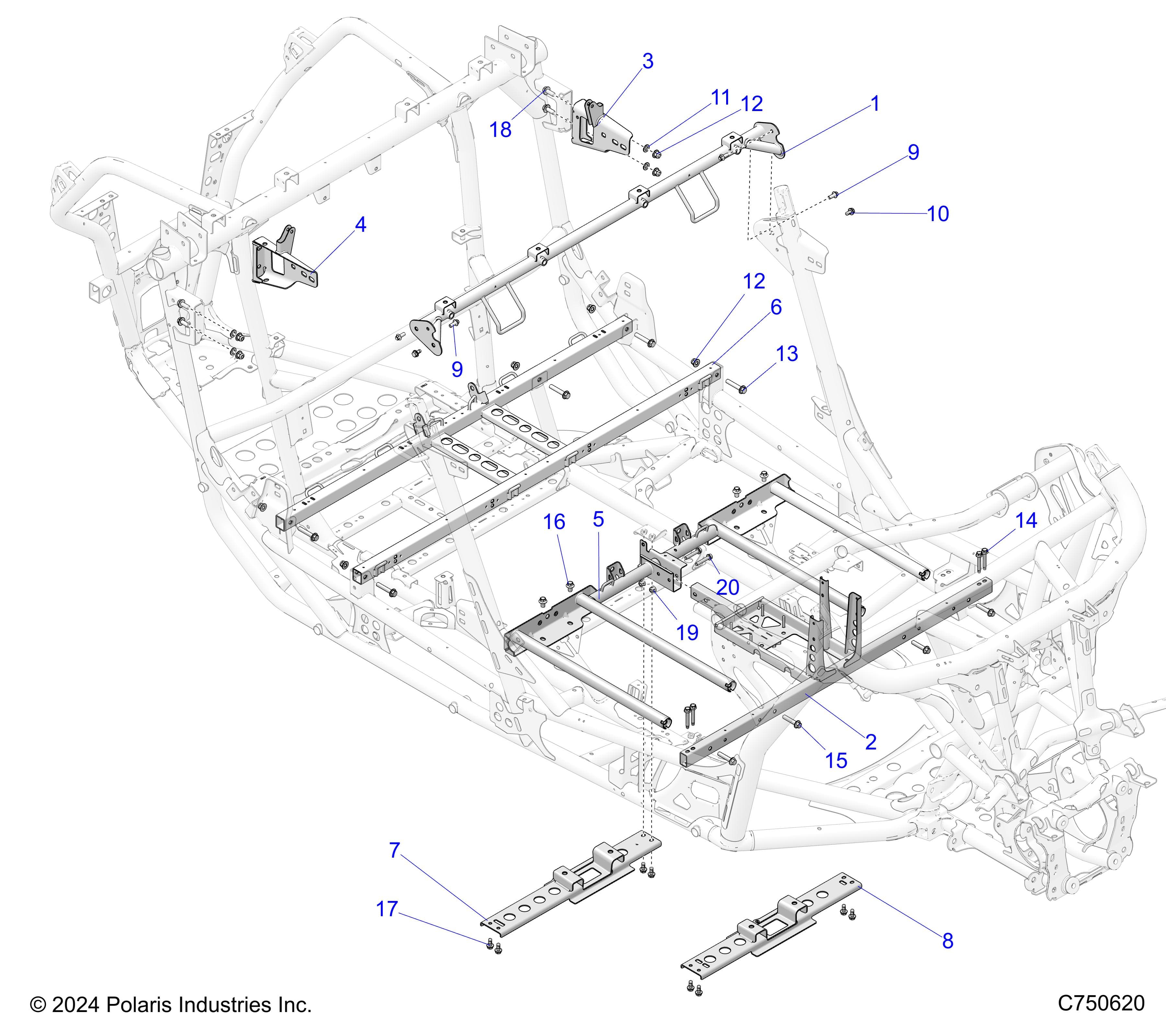 2026 RZR PRO XP 4 SPORT β CHASSIS, MOUNTING AND BRACKETS - Z26X4E92A4/B4/A6/B6 (C750620) diagram