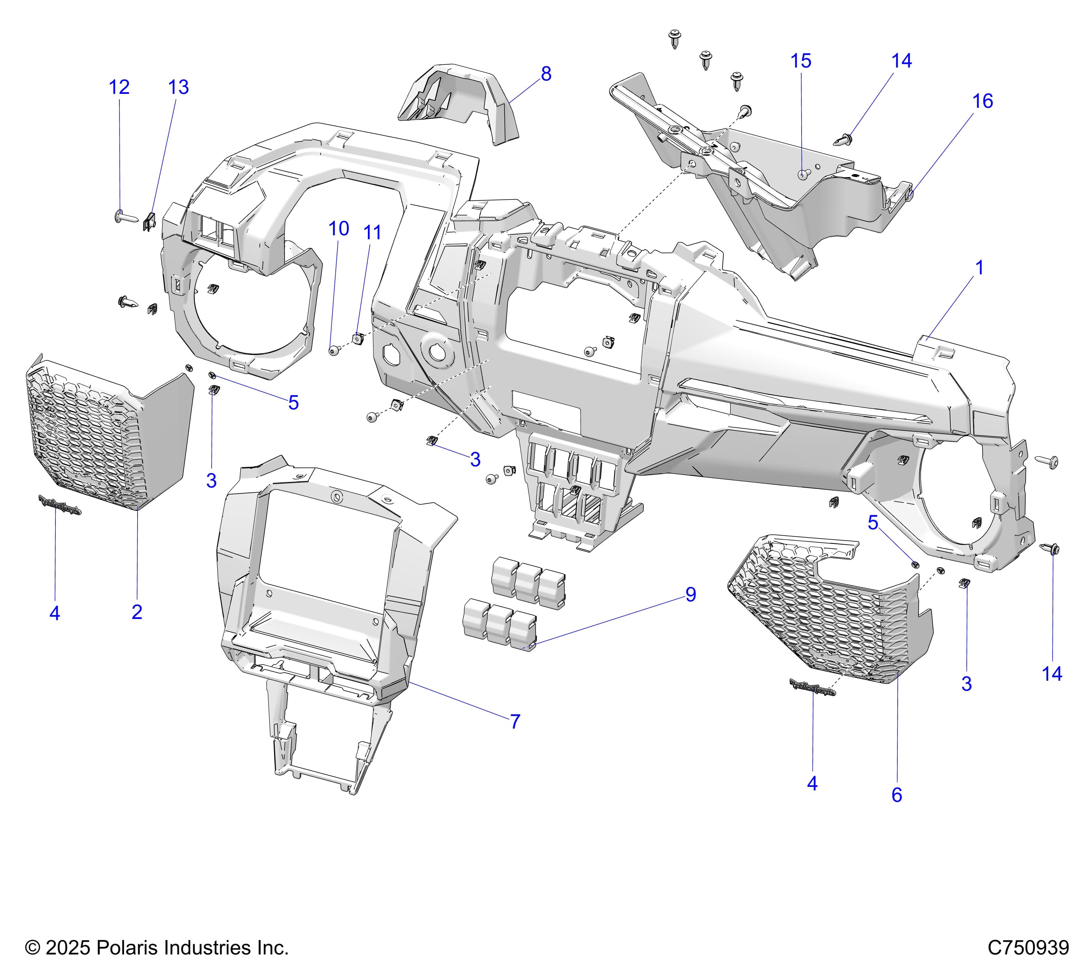 2026 RZR PRO R LE β BODY, DASH LOWER - Z26RPP2KBL (C750939) diagram